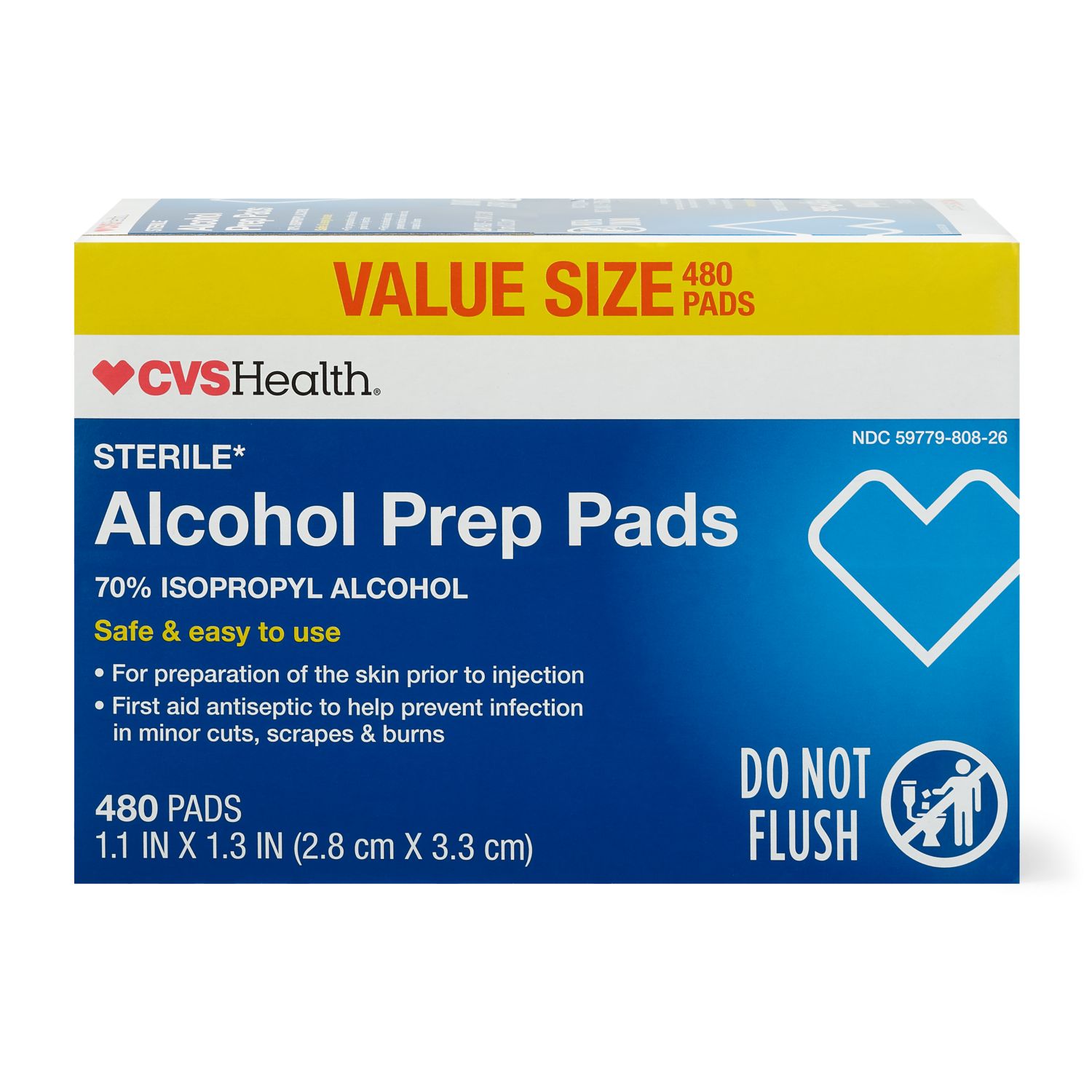 CVS Health Sterile Alcohol Prep Pads, 480 CT