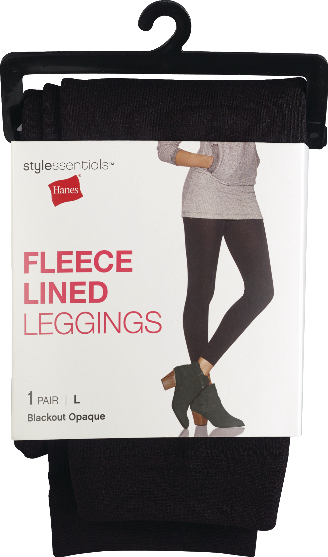 Style Essentials by Hanes Fleece Lined Leggings, Blackout Opaque