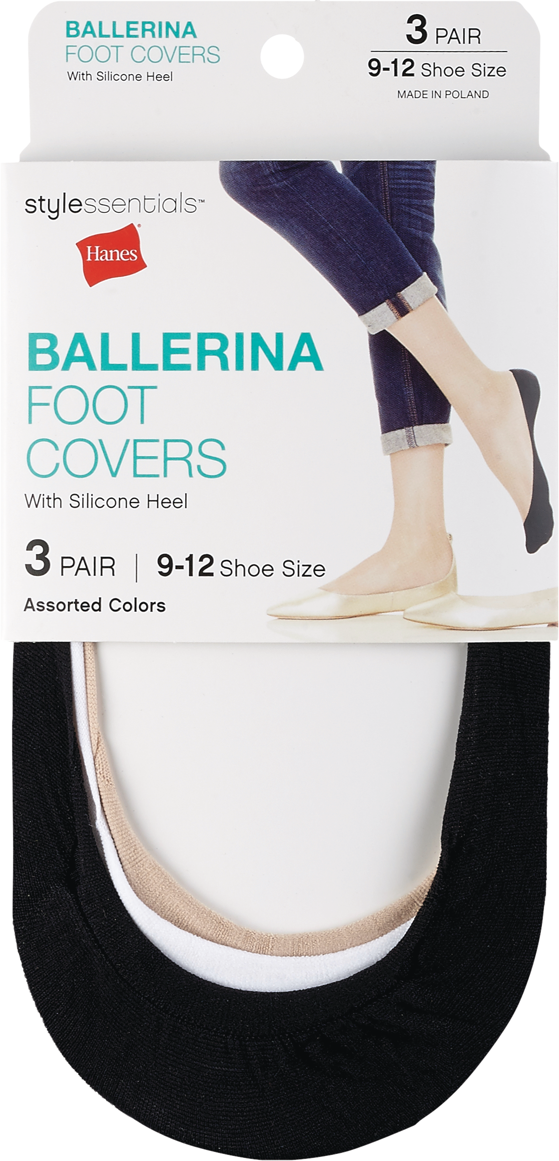 Style Essentials by Hanes Ballerina Foot Covers, Assorted Colors