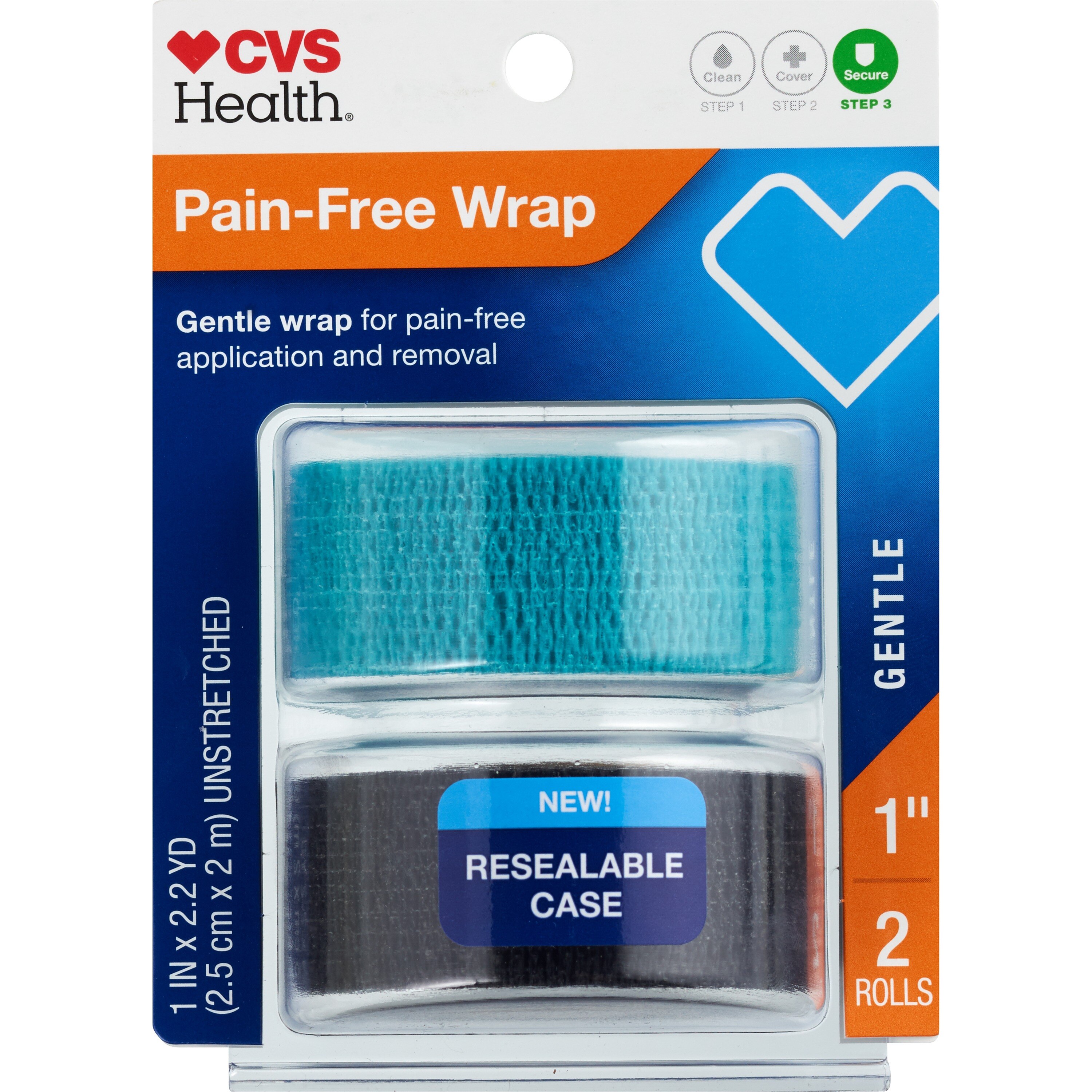 CVS Health Breathable Gentle 1" Tape, Blue & Black, 2 CT