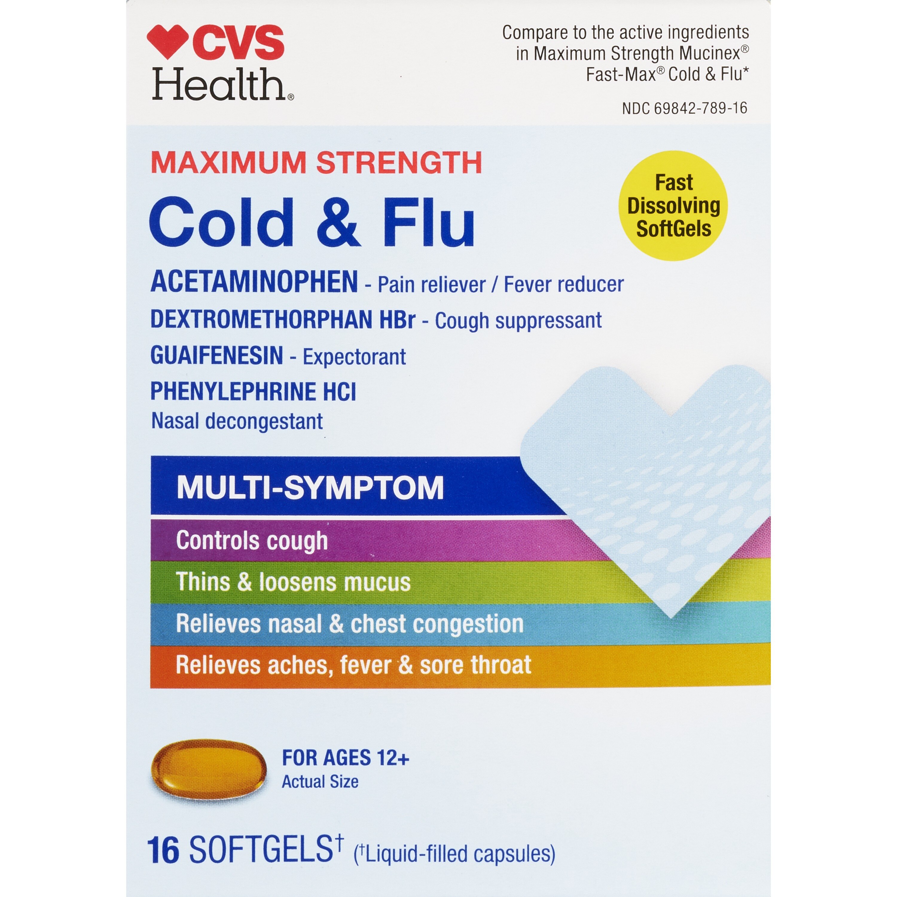 CVS Health Maximum Strength Cold & Flu Softgels, 16  CT