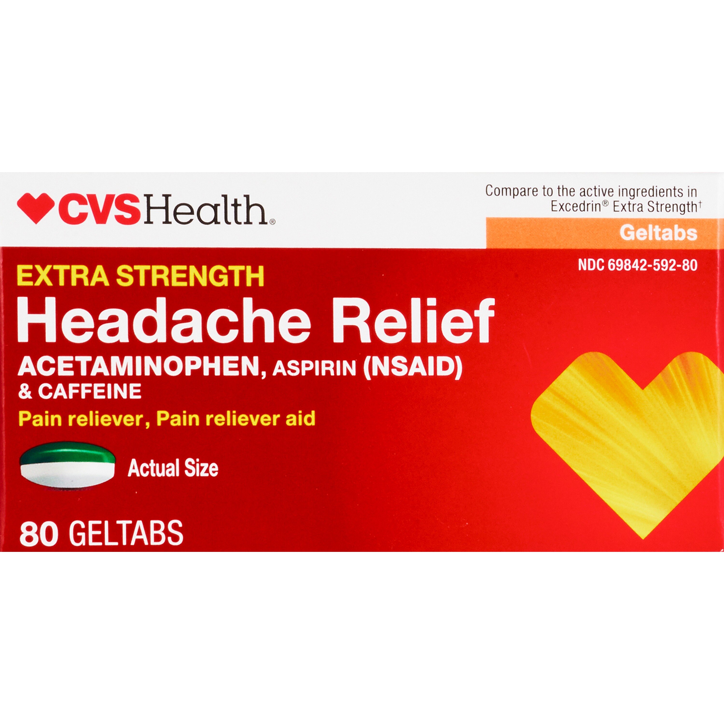 CVS Health Extra Strength Headache Relief Acetaminophen, Aspirin (NSAID) & Caffeine Geltabs