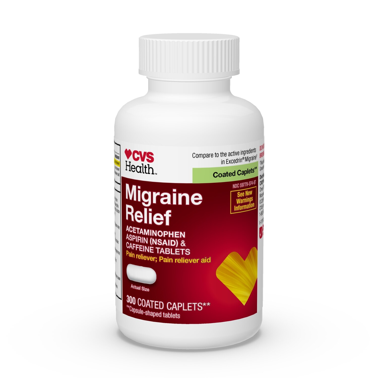 CVS Health Migraine Relief Acetaminophen Aspirin (NSAID) & Caffeine Tablets