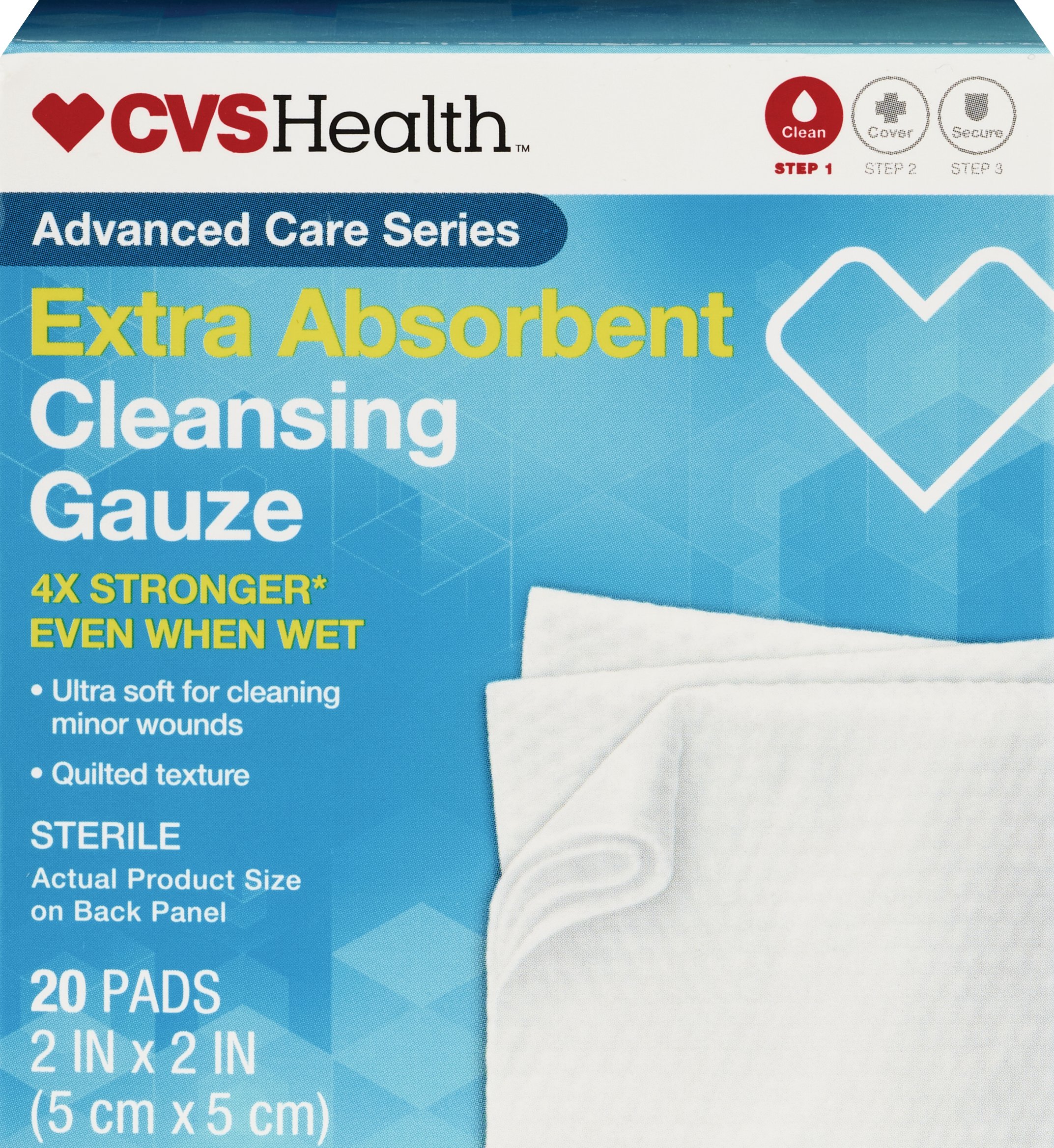 CVS Health Cleaning Gauze Pads, 2 IN x 2 IN, 20 CT