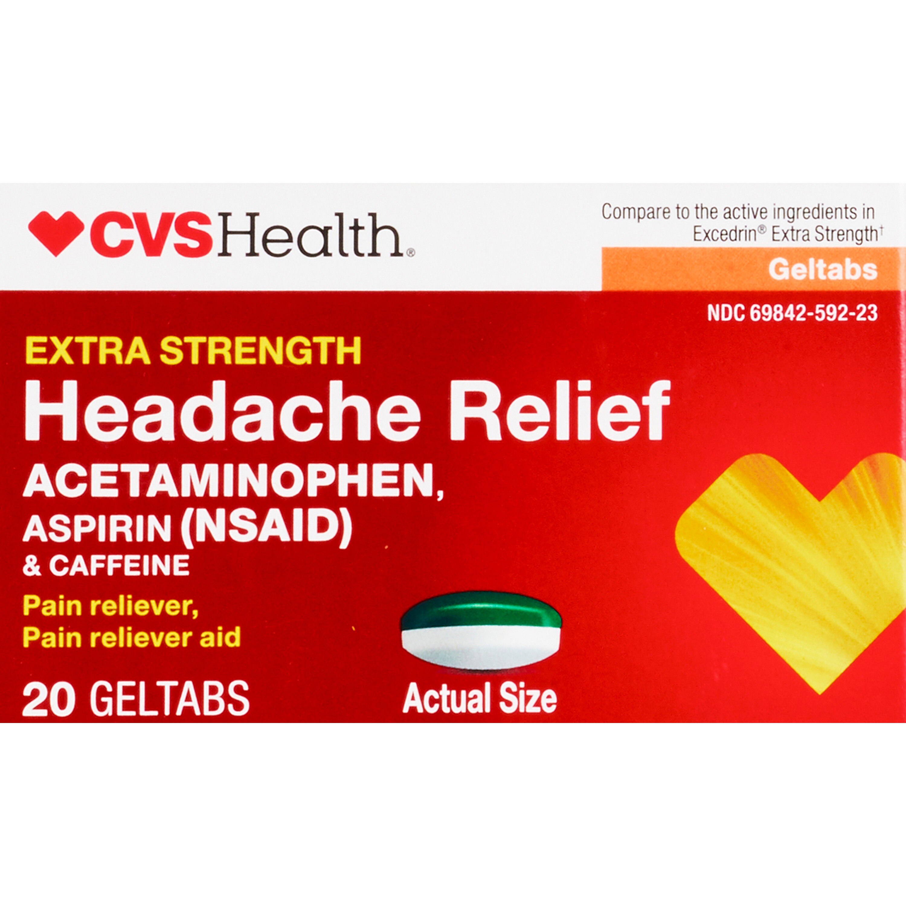 CVS Health Extra Strength Headache Relief Acetaminophen, Aspirin (NSAID) & Caffeine Geltabs