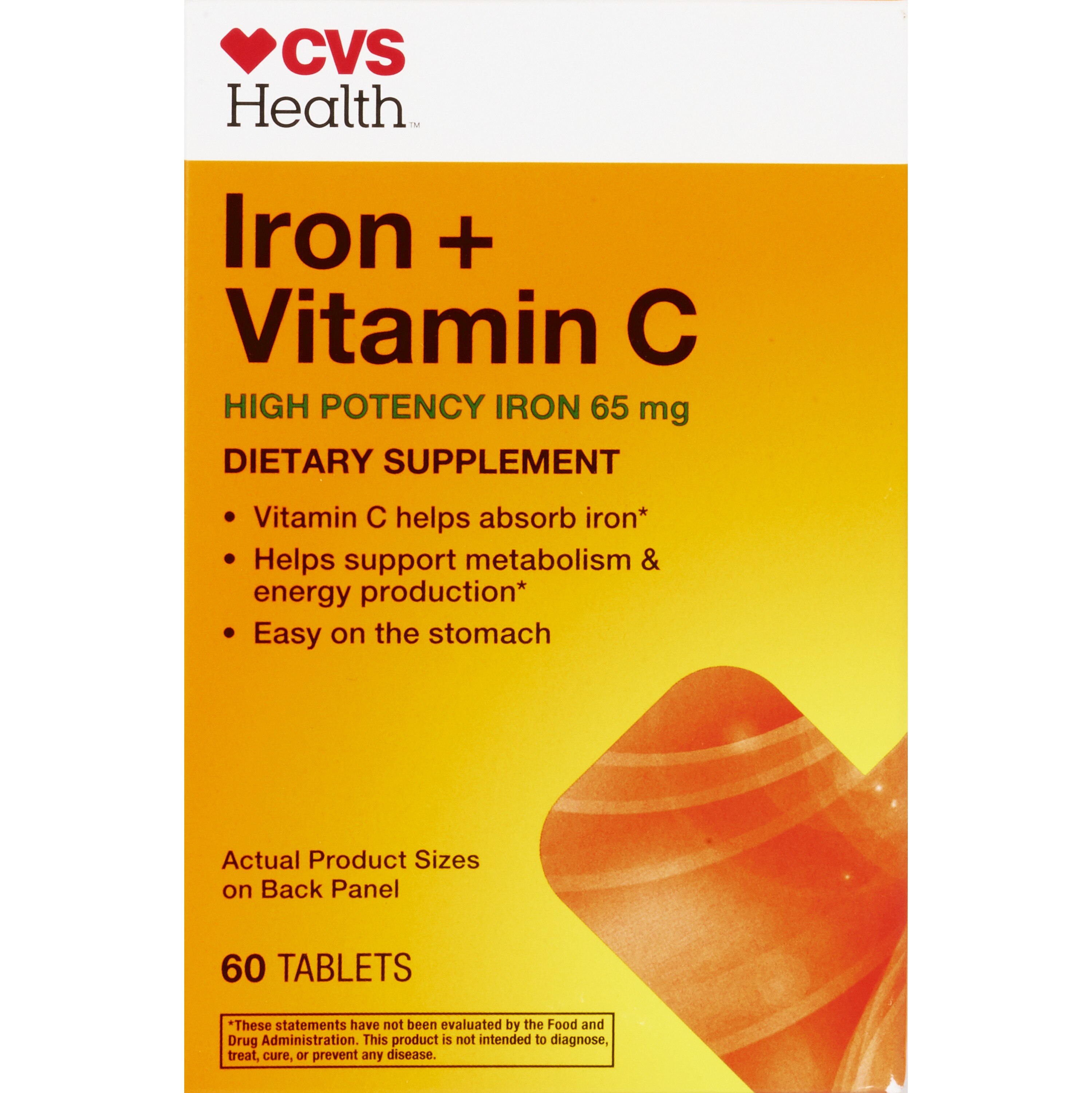 CVS Health Iron + Vitamin C Tablets, 60 CT