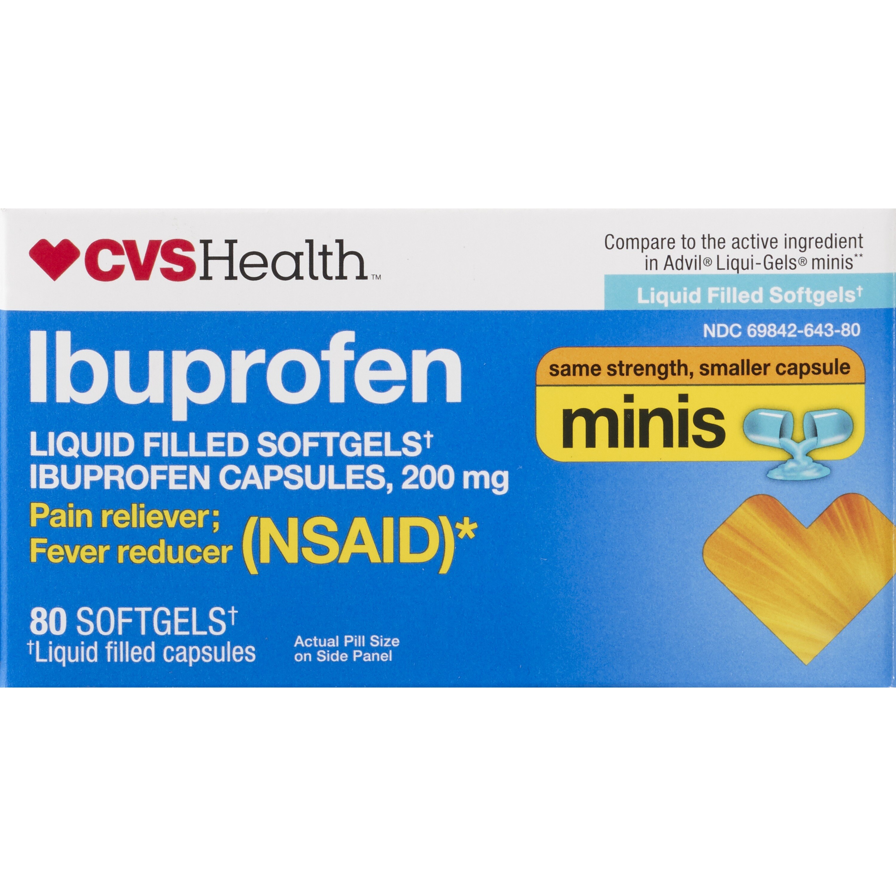 CVS Health Ibuprofen 200 MG Liquid Filled Mini Softgels