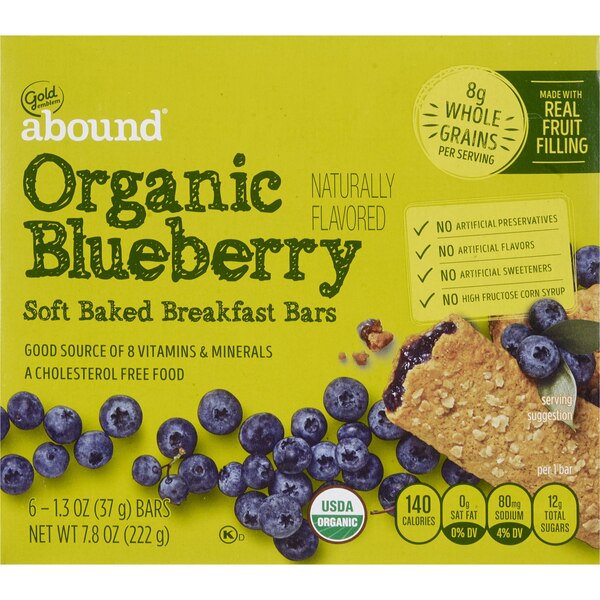 Gold Emblem Abound Organic Blueberry Soft Baked Breakfast Bars, 6 ct