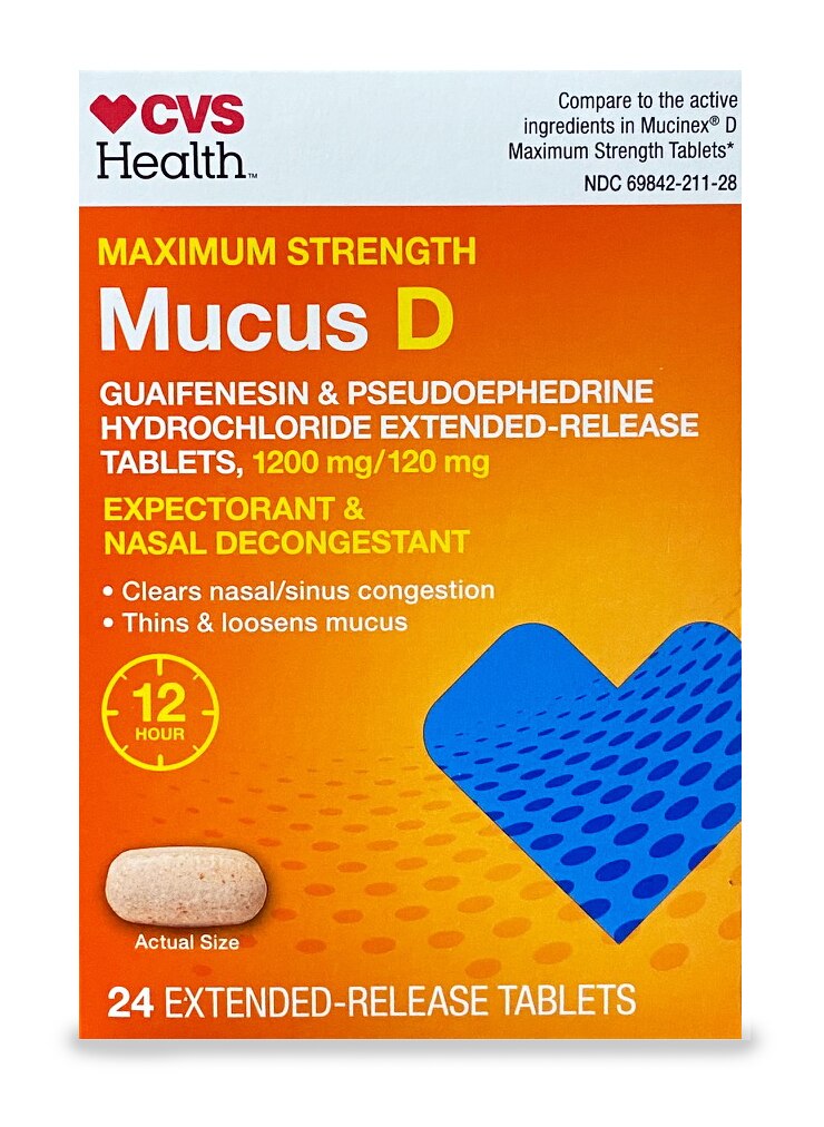 CVS Health Maximum Strength Mucus D Extended-Release Tablets, 24 CT