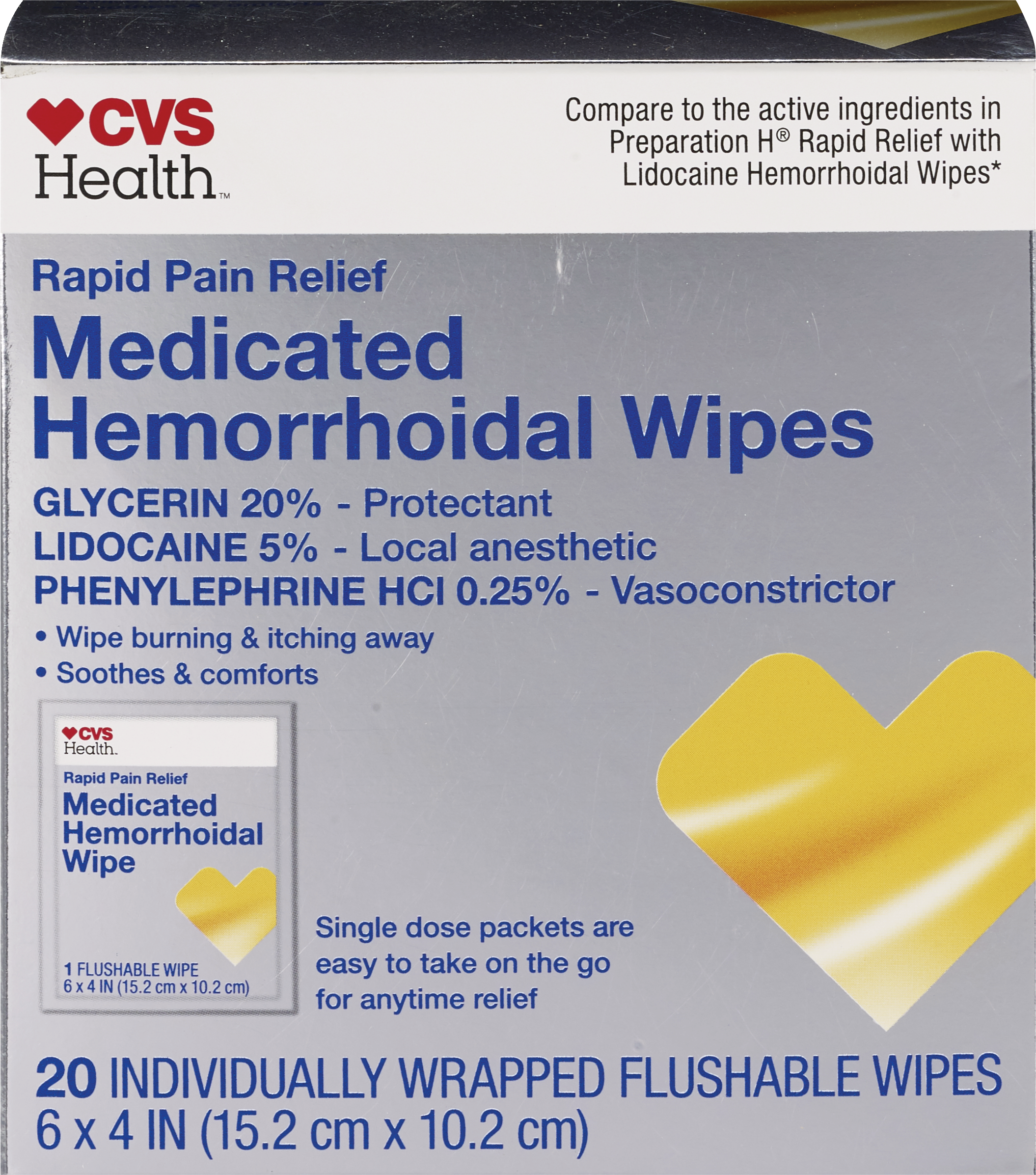 CVS Health Medicated Hemorrhoidal Wipes, 20 CT