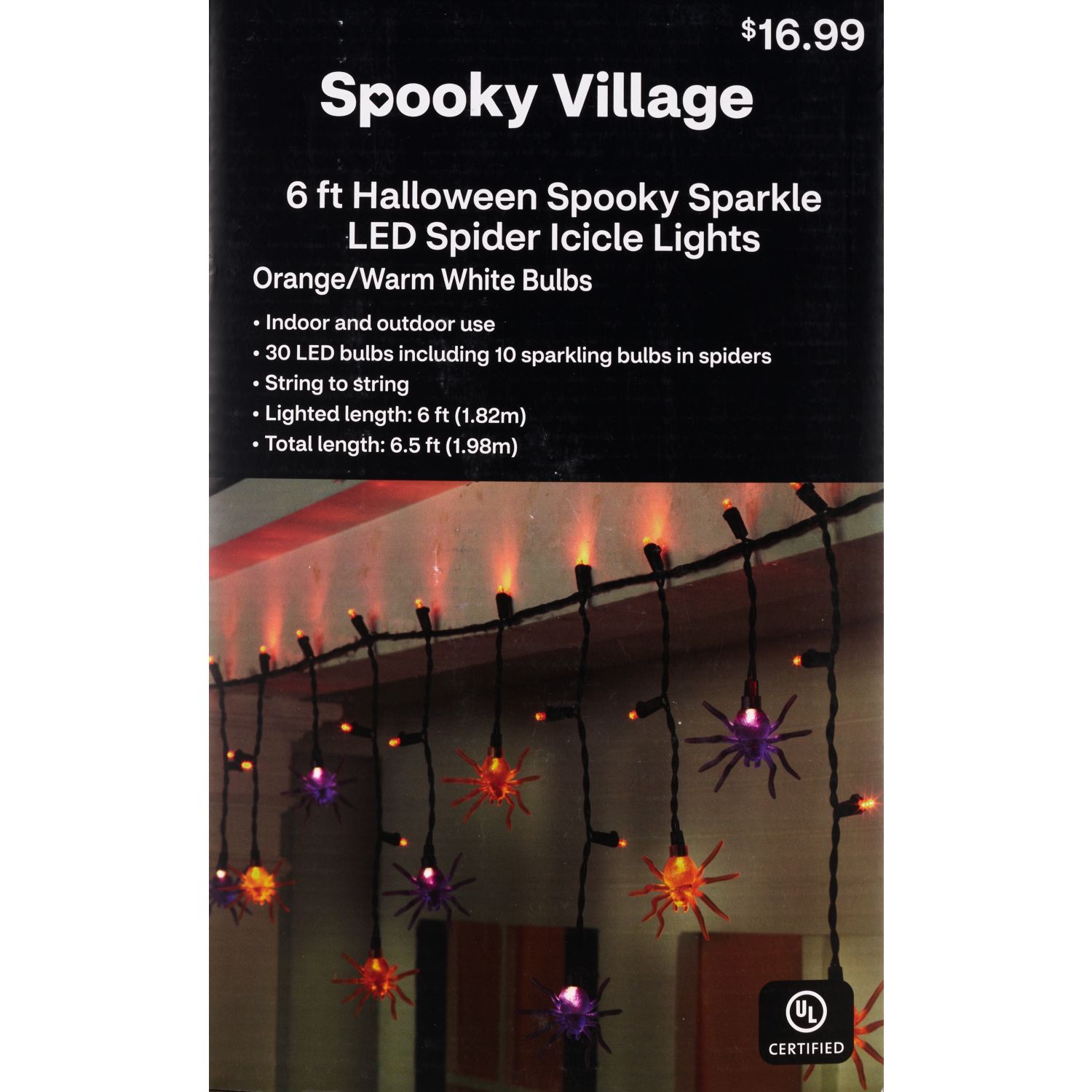 Spooky Village LED Spider Curtain, 6 ft