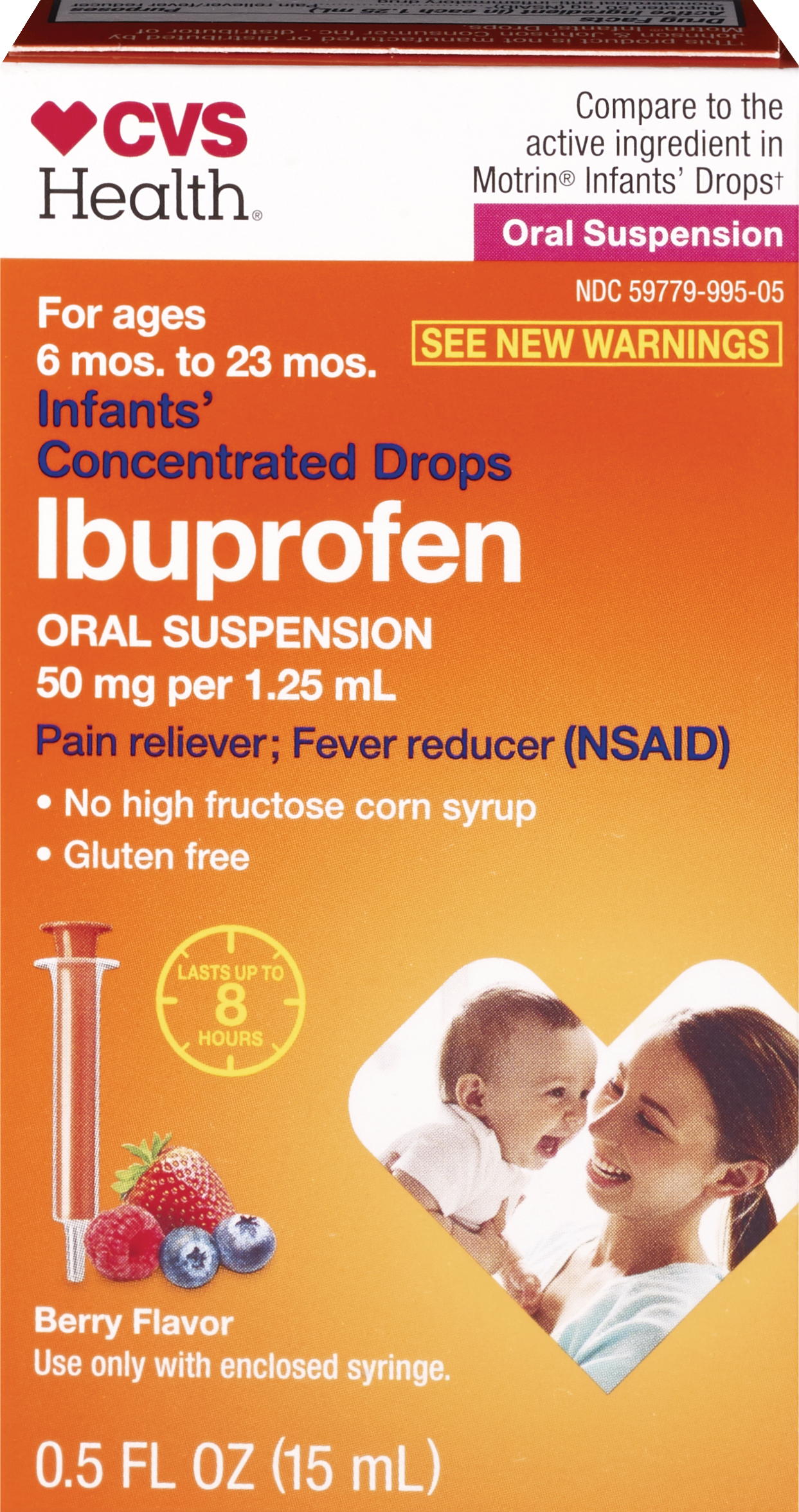 CVS Health Infants' 8HR Concentrated Ibuprofen Oral Pain Relief Drops, Berry, 0.5 OZ