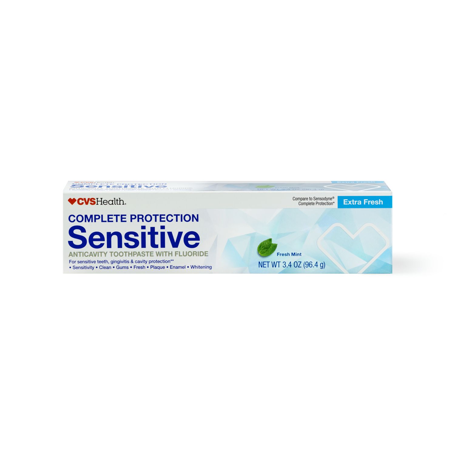 CVS Health Complete Protection Sensitive Fluoride Toothpaste, Extra Fresh, 3.4 OZ