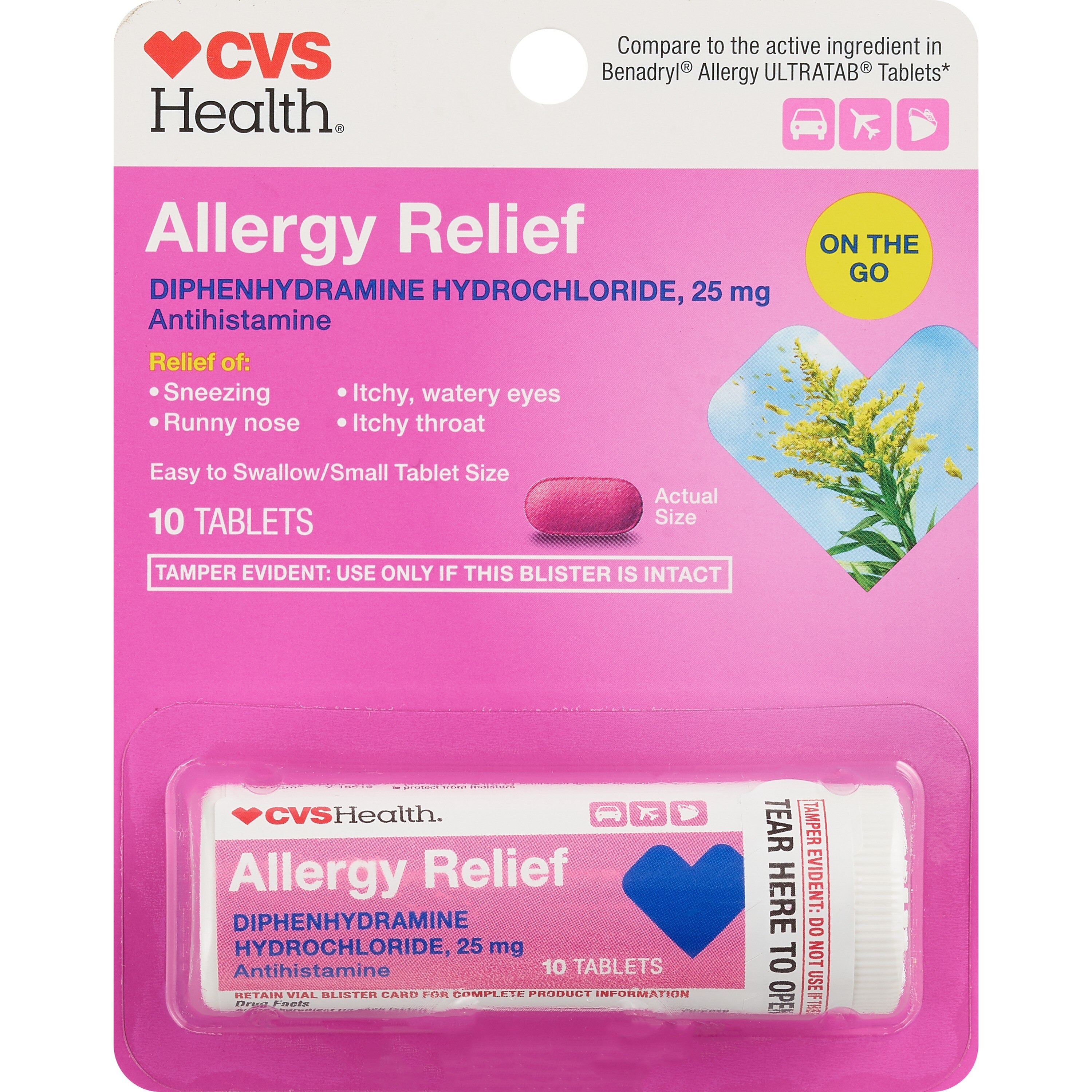 CVS Health Allergy Relief Diphenhydramine Tablets, 24 CT