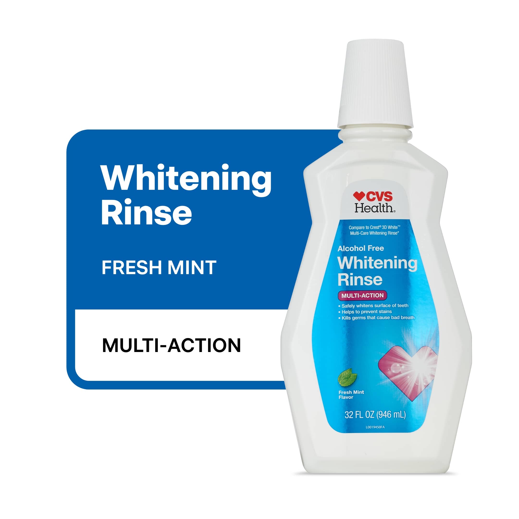 CVS Health Alcohol Free Whitening Rinse, Fresh Mint