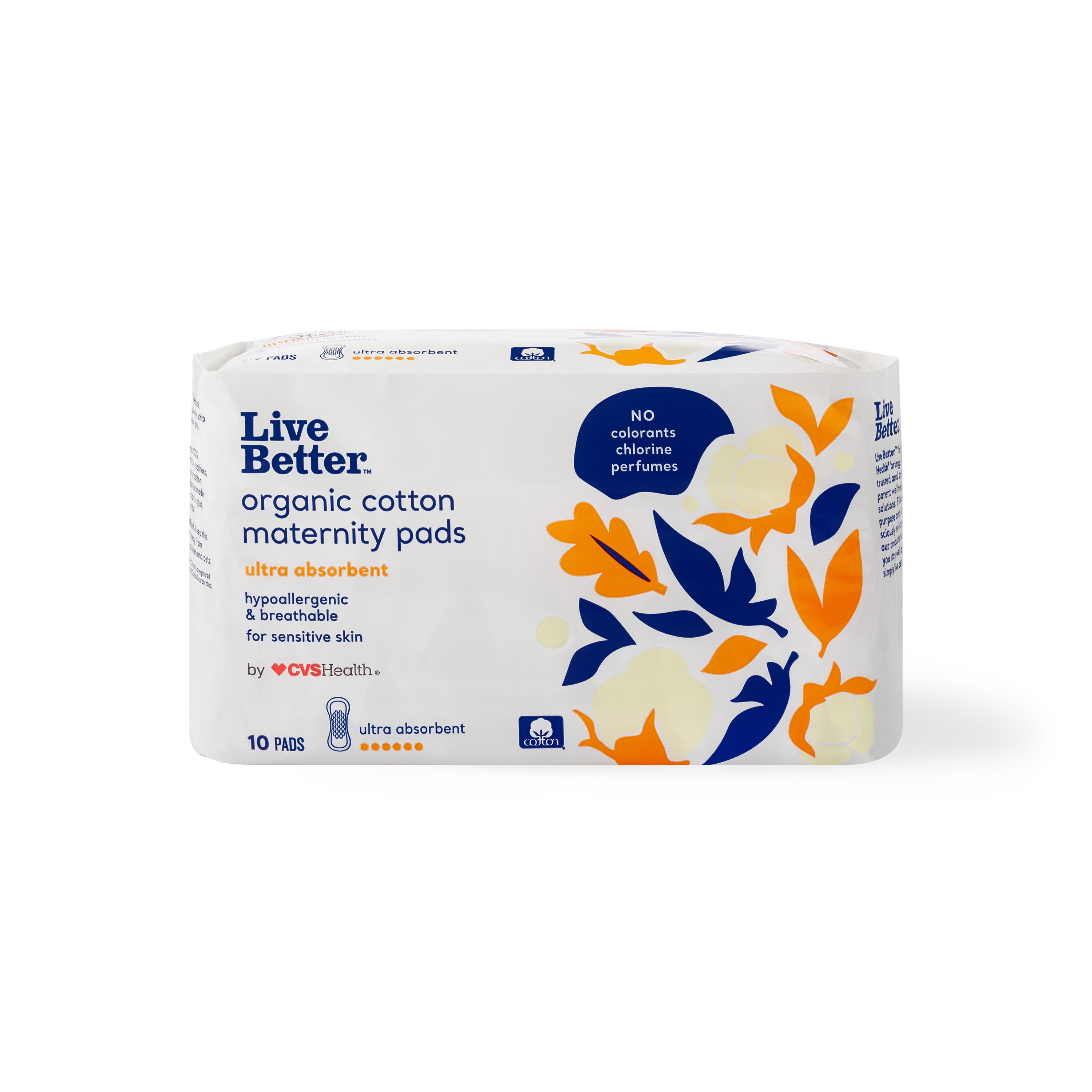 Live Better Organic Cotton Maternity Pads, 10 CT