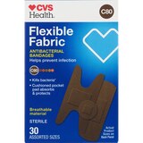 CVS Health Flexible Fabric Antibacterial Bandages, Assorted Sizes, 30 CT, thumbnail image 1 of 4