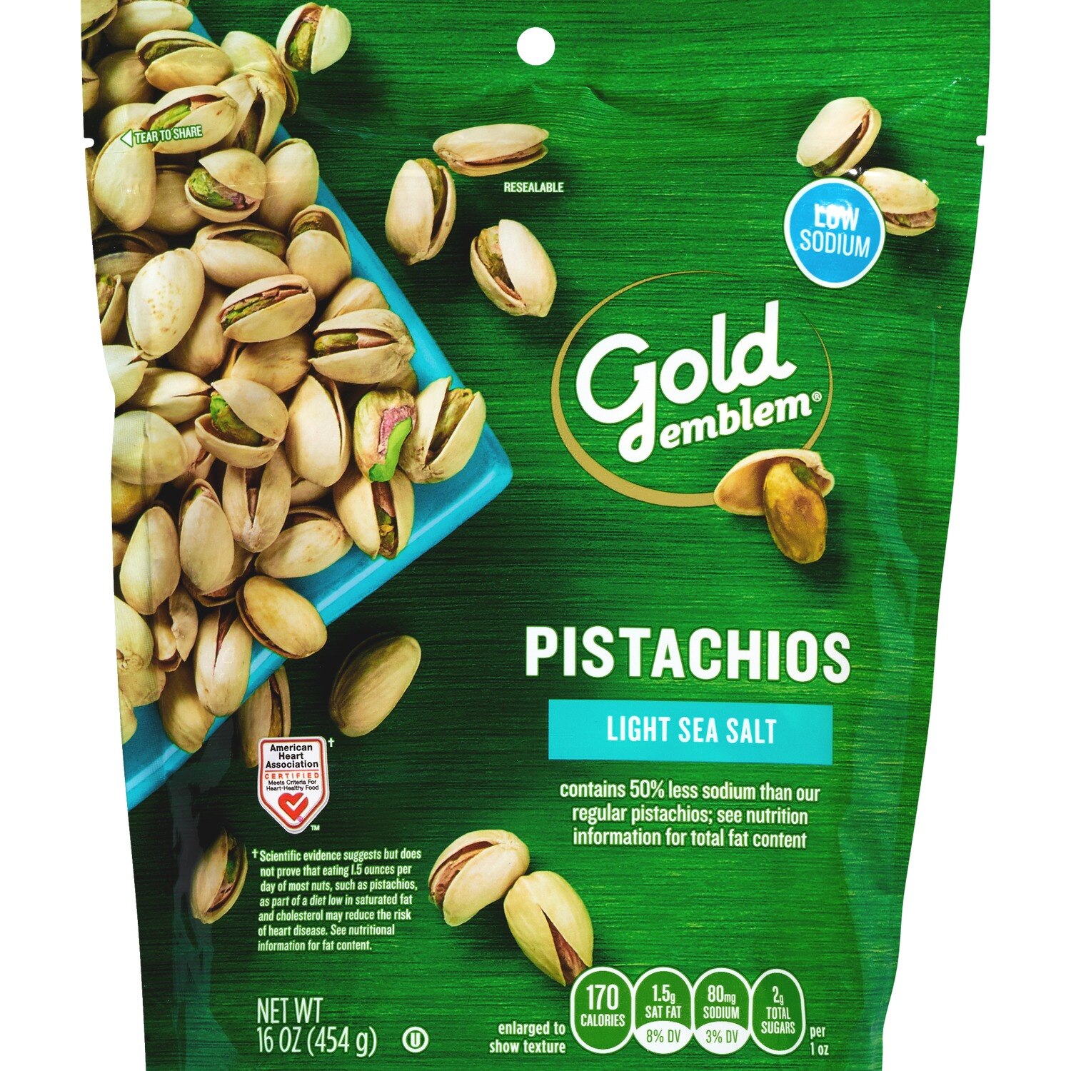 Gold Emblem Pistachios, Light Sea Salt, 16 oz