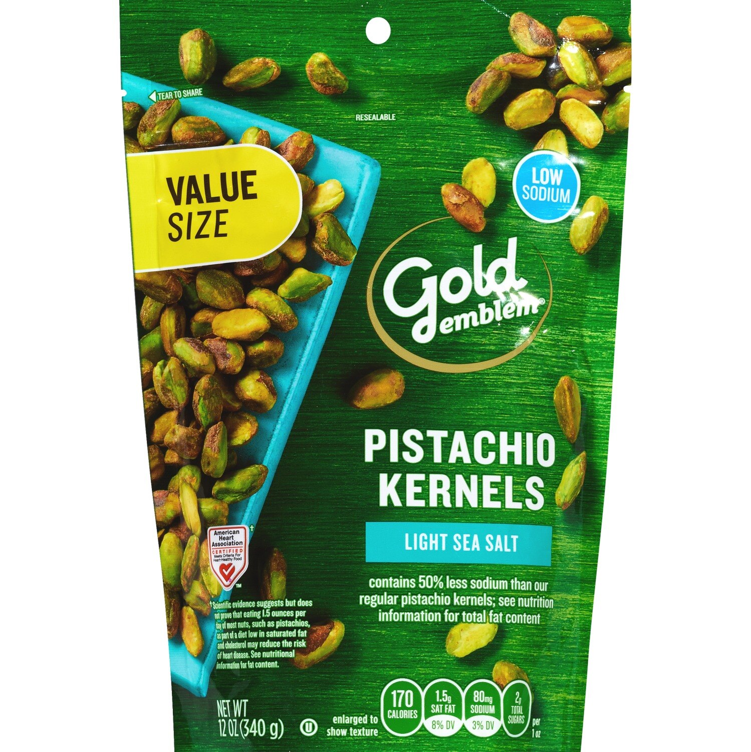 Gold Emblem Pistachio Kernels, Light Sea Salt, 12 oz