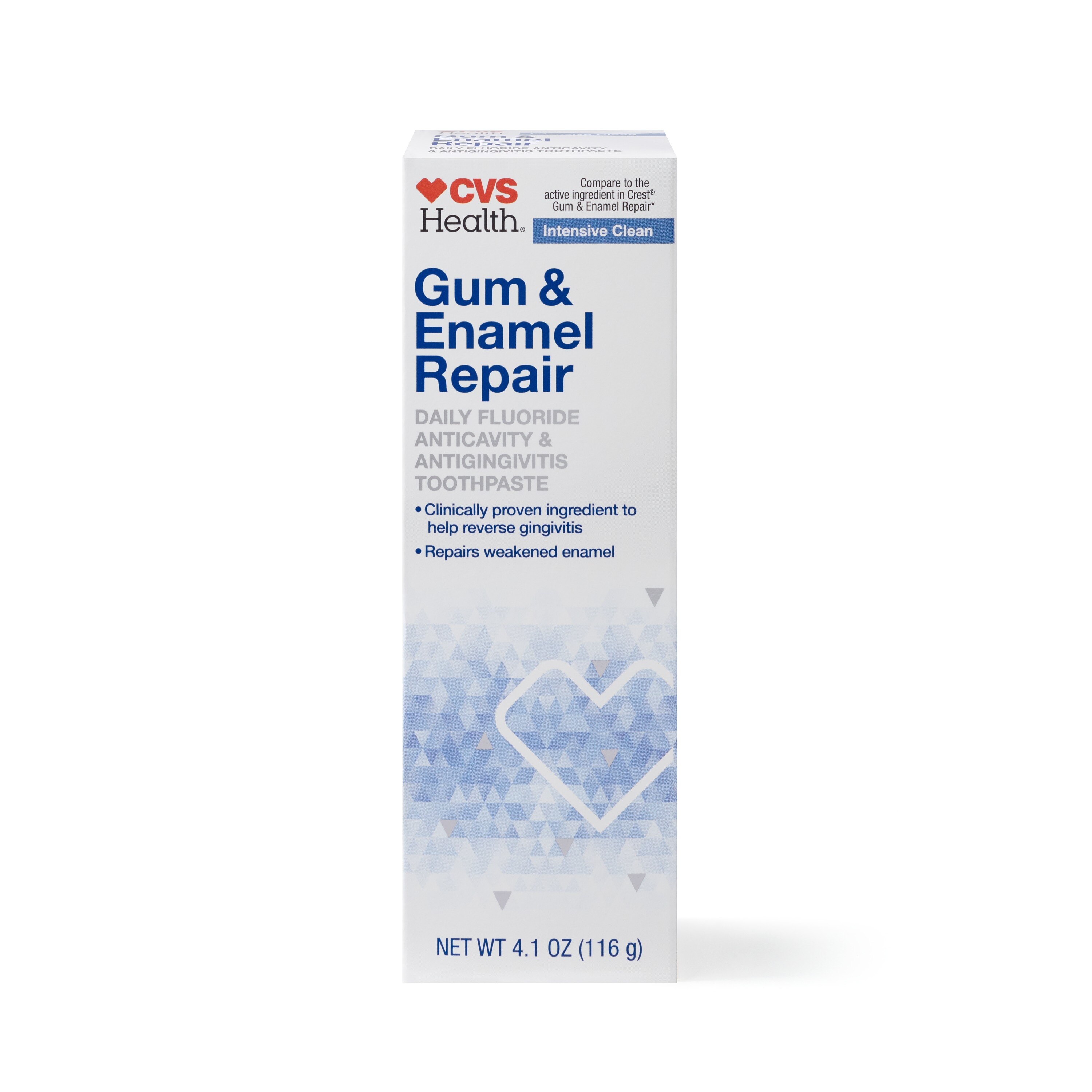 CVS Health Intensive Clean Enamel Repair & Gum Health Toothpaste, Mint, 4.1 OZ