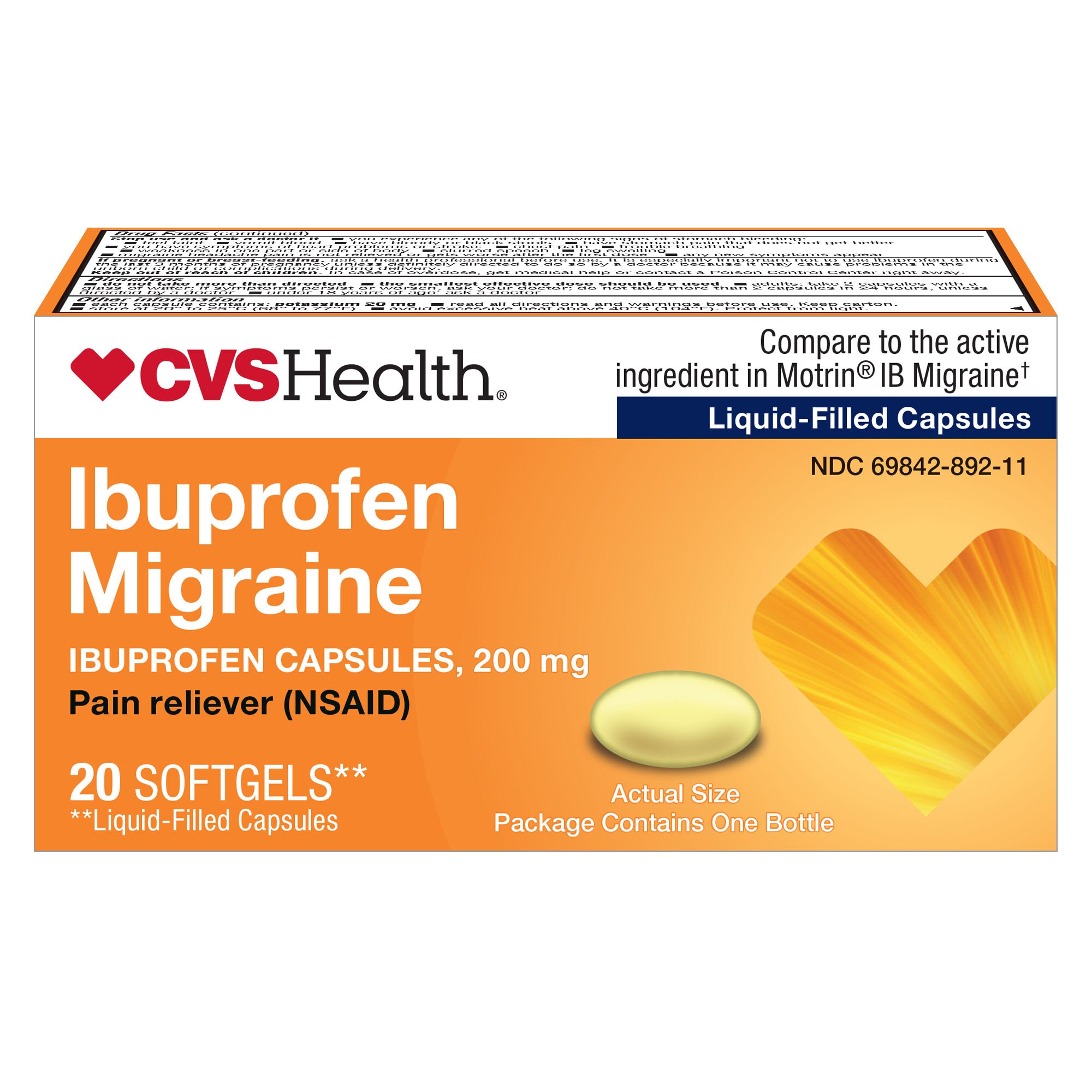 CVS Health Ibuprofen Migraine 200 MG Softgels