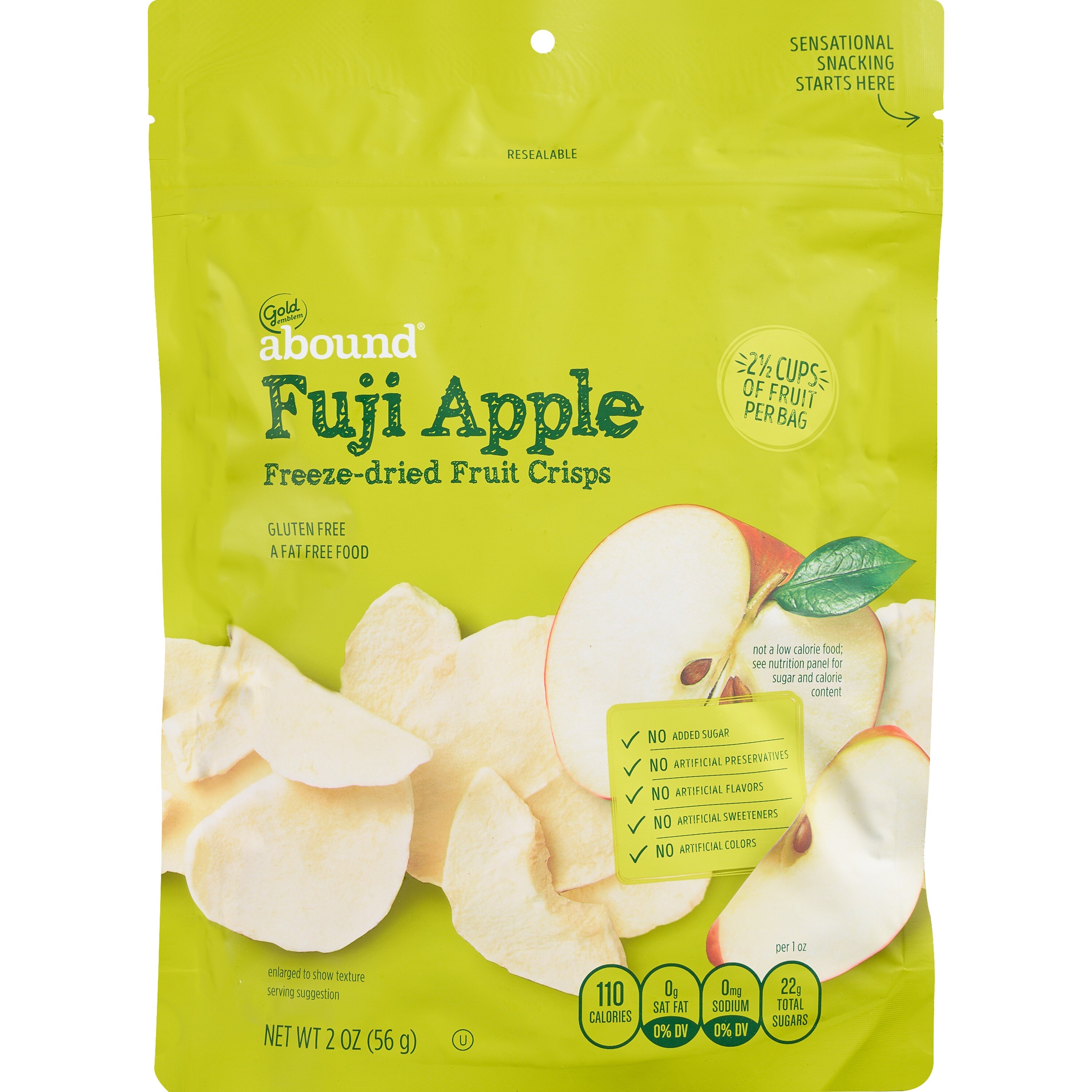 Gold Emblem Abound Freeze Dried Fuji Apple Fruit Crisps, 2 oz