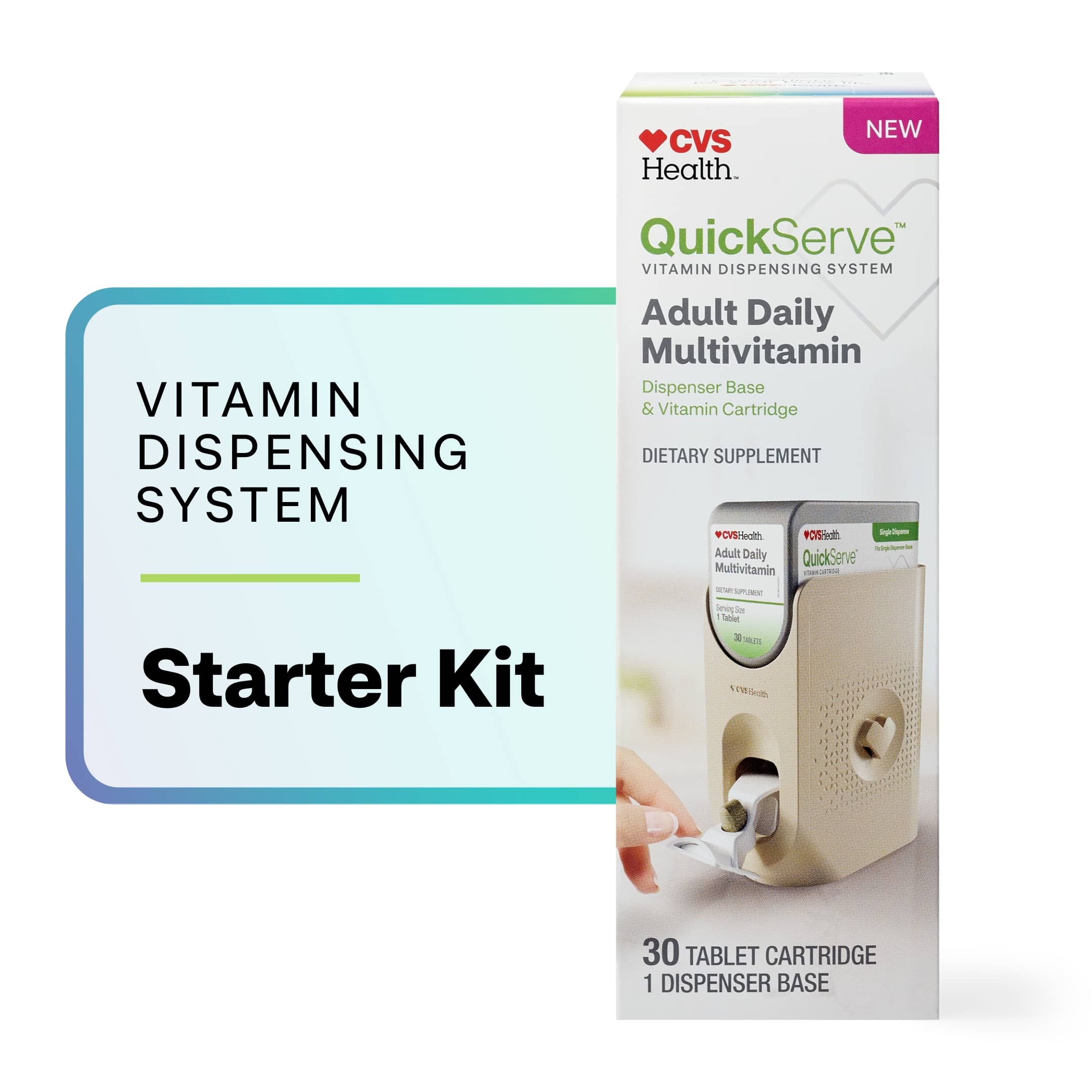 CVS Health QuickServe Dispenser Base & Multivitamin Tablet Cartridge, 30 CT