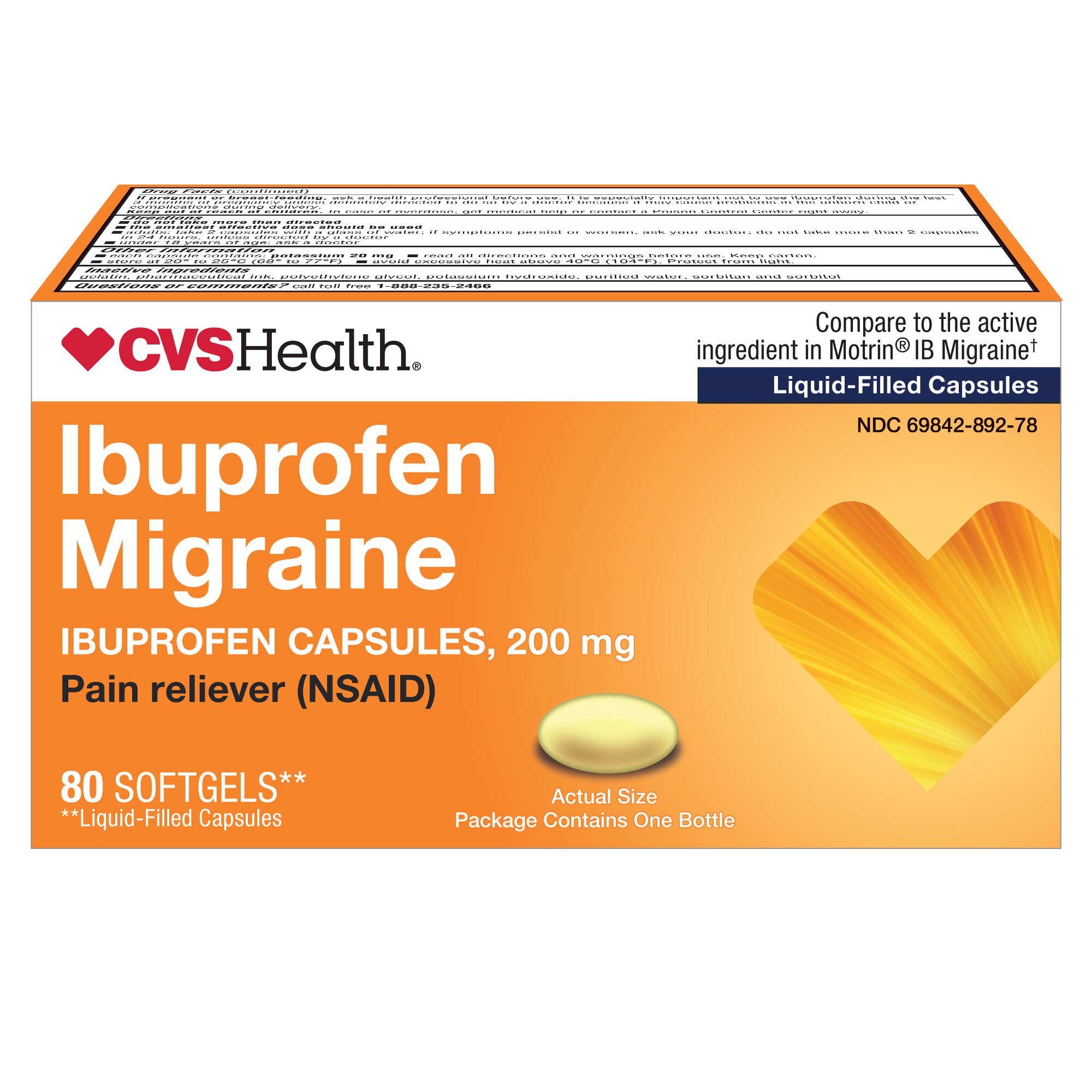 CVS Health Ibuprofen Migraine 200 MG Softgels