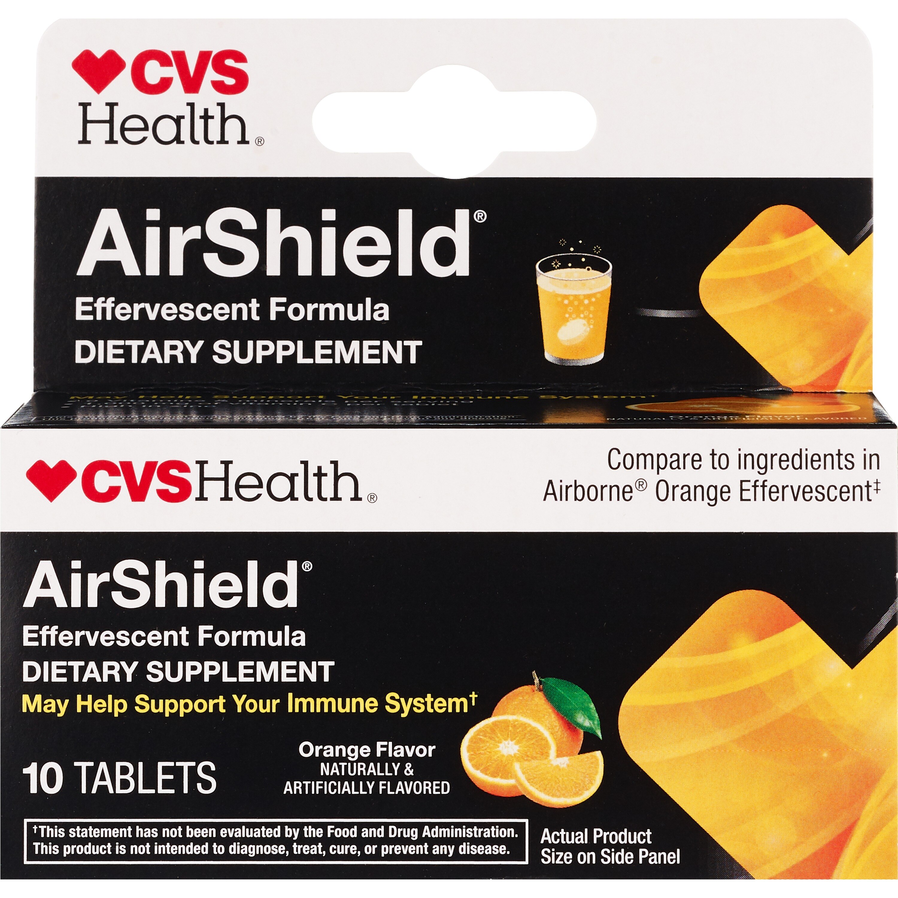 CVS AirShield Effervescent Formula, Orange Flavor, 10 CT