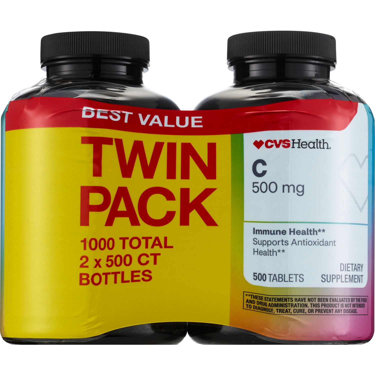 CVS HEALTH VITAMIN C 500MG TABLETS TWIN PACK