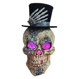 Spooky Village Light-Up Skull Head with Top Hat, 18 in, thumbnail image 1 of 3