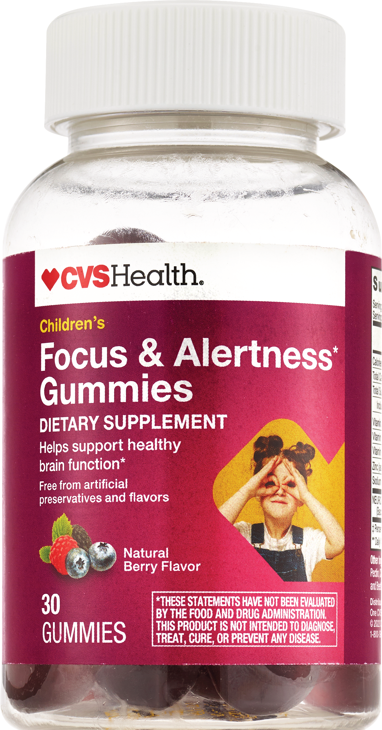 CVS Health Children's Focus & Alertness, Natural Berry, 30CTT