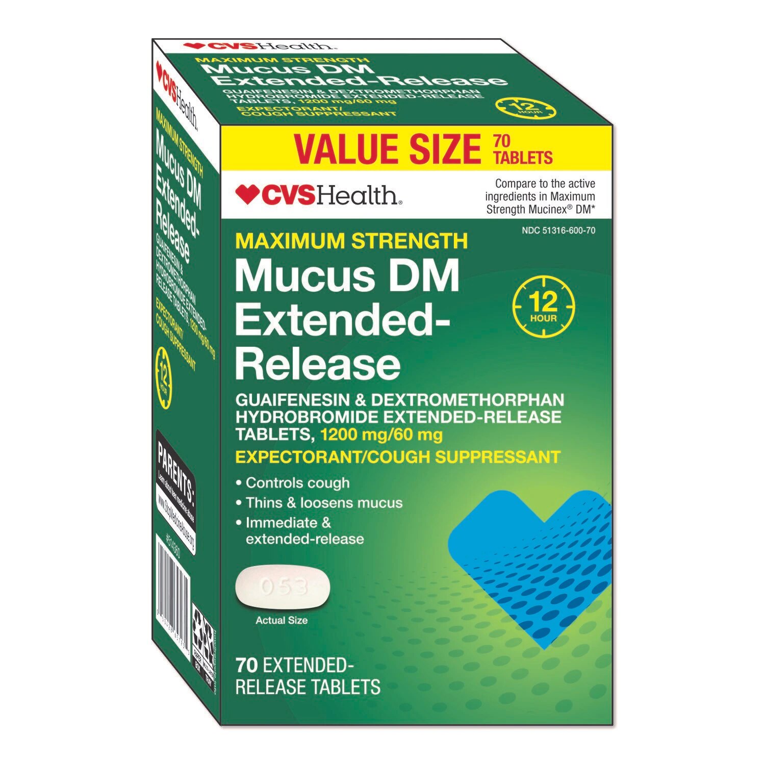 CVS Health 12HR Maximum Strength Mucus DM Extended Release Tablets