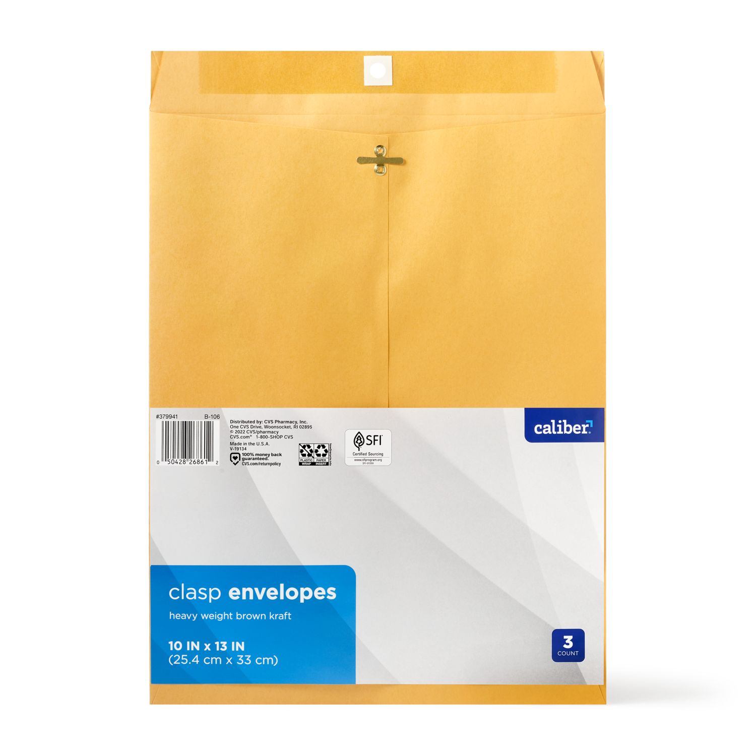 Caliber Clasp Envelopes 10x13, 3 ct