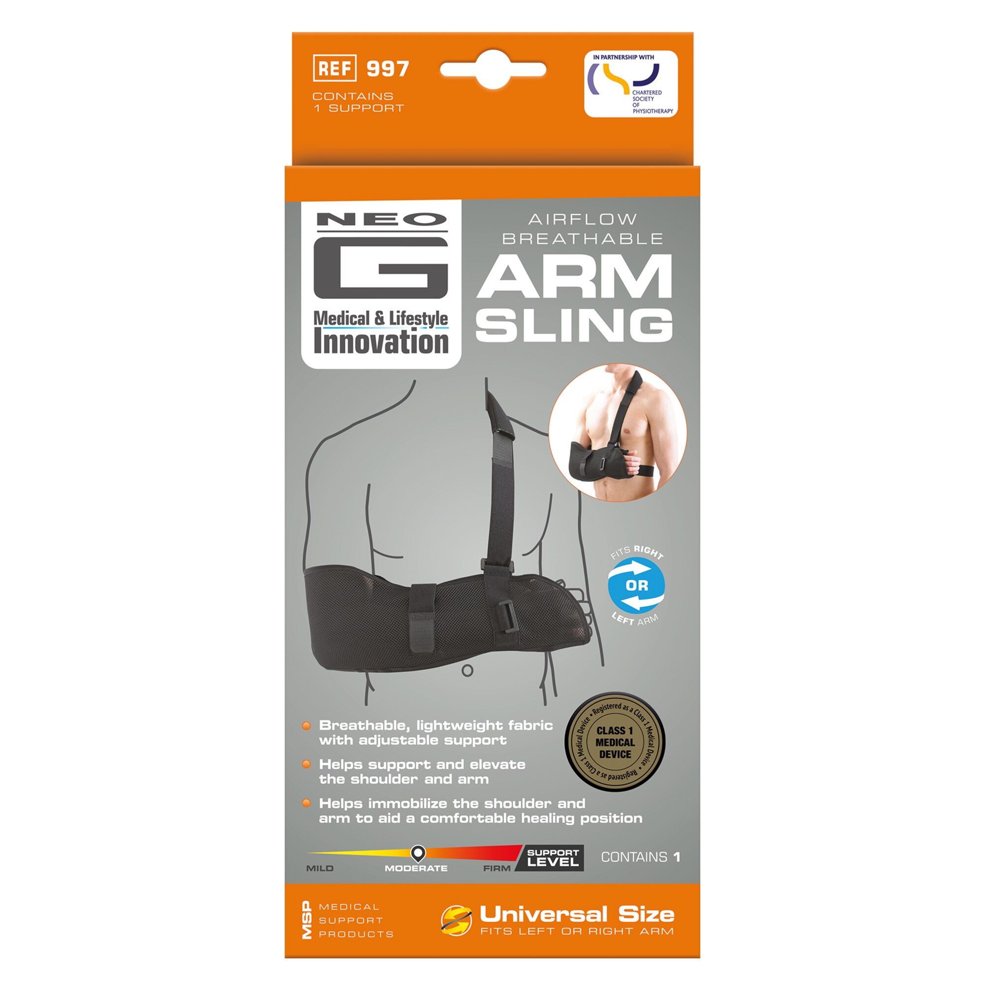 Neo G Airflow Breathable Arm Sling, Adjustable Size