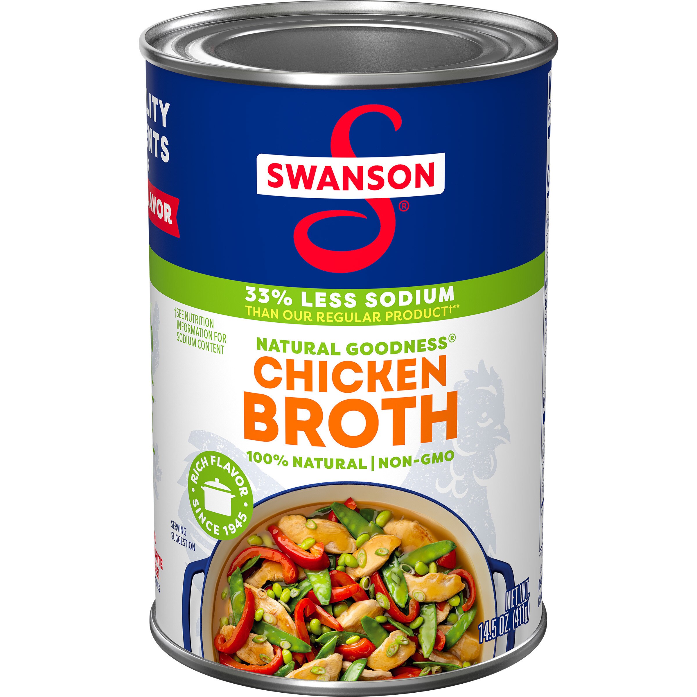 Swanson Natural Goodness 33% Less Sodium Chicken Broth, 14.5 oz Can