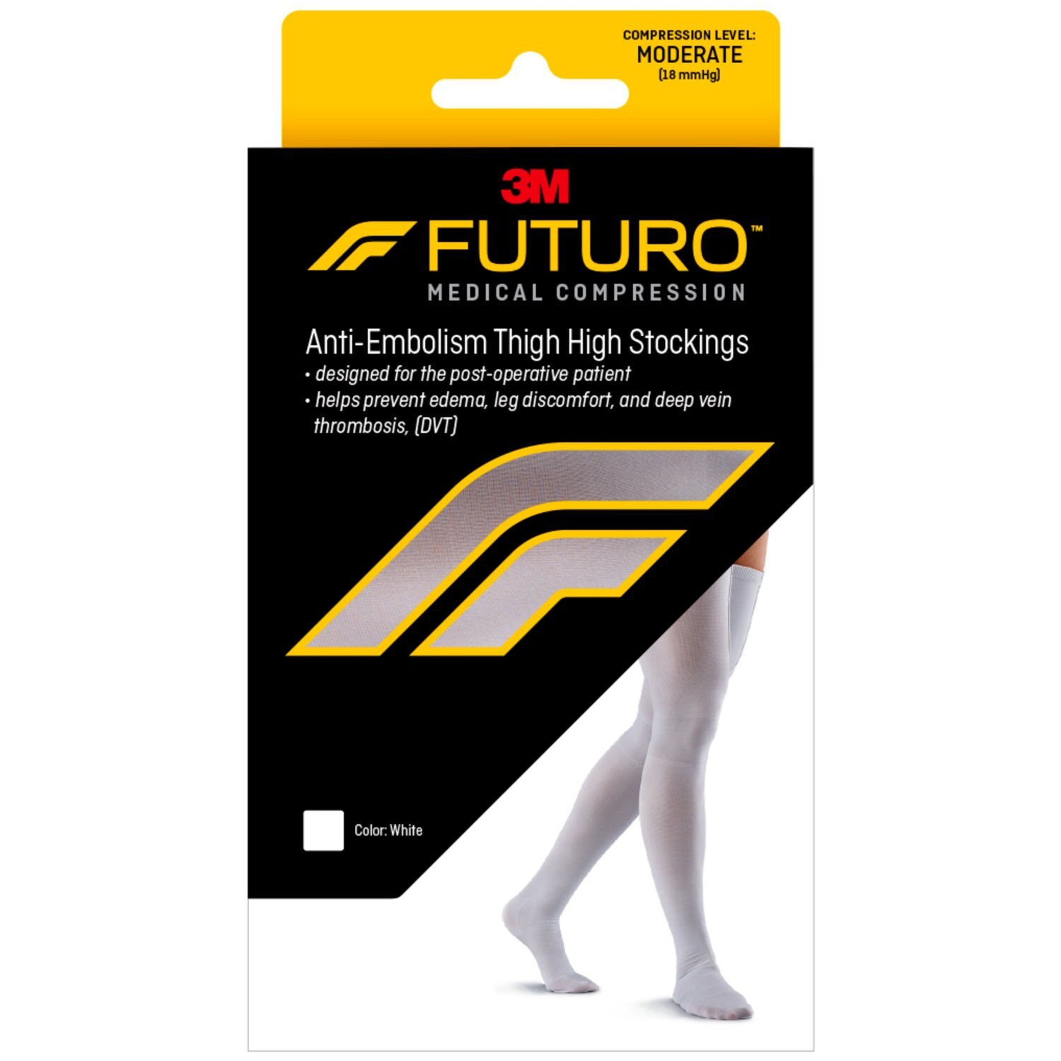 Futuro Moderate Compression Anti-Embolism Thigh High Closed Toe Stockings, White