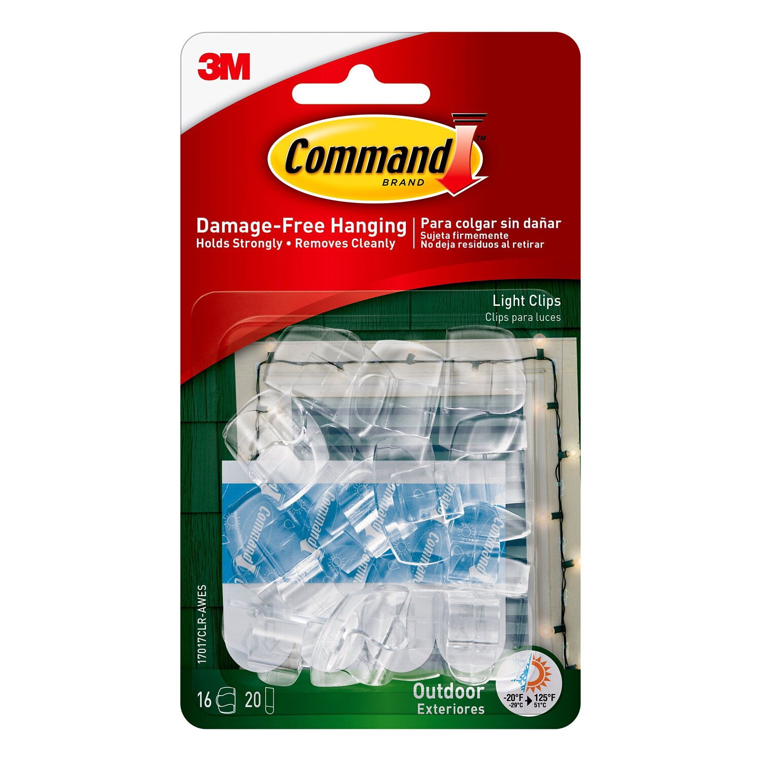 Command Damage-Free Outdoor Light Clips, 16 ct