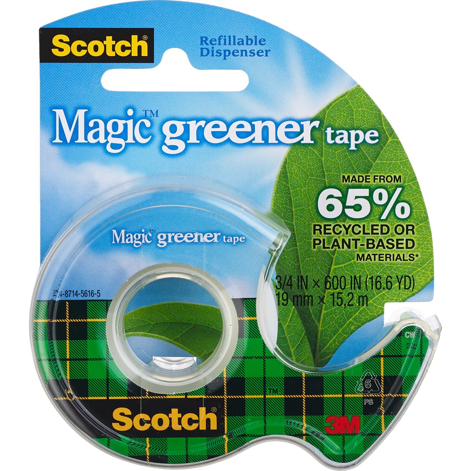 Scotch Magic Greener Tape, 3/4 in, 16.6 yd