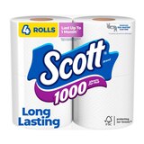 Scott 1000 Sheets Per Roll Toilet Paper, Bath Tissue, 4 ct, thumbnail image 1 of 5