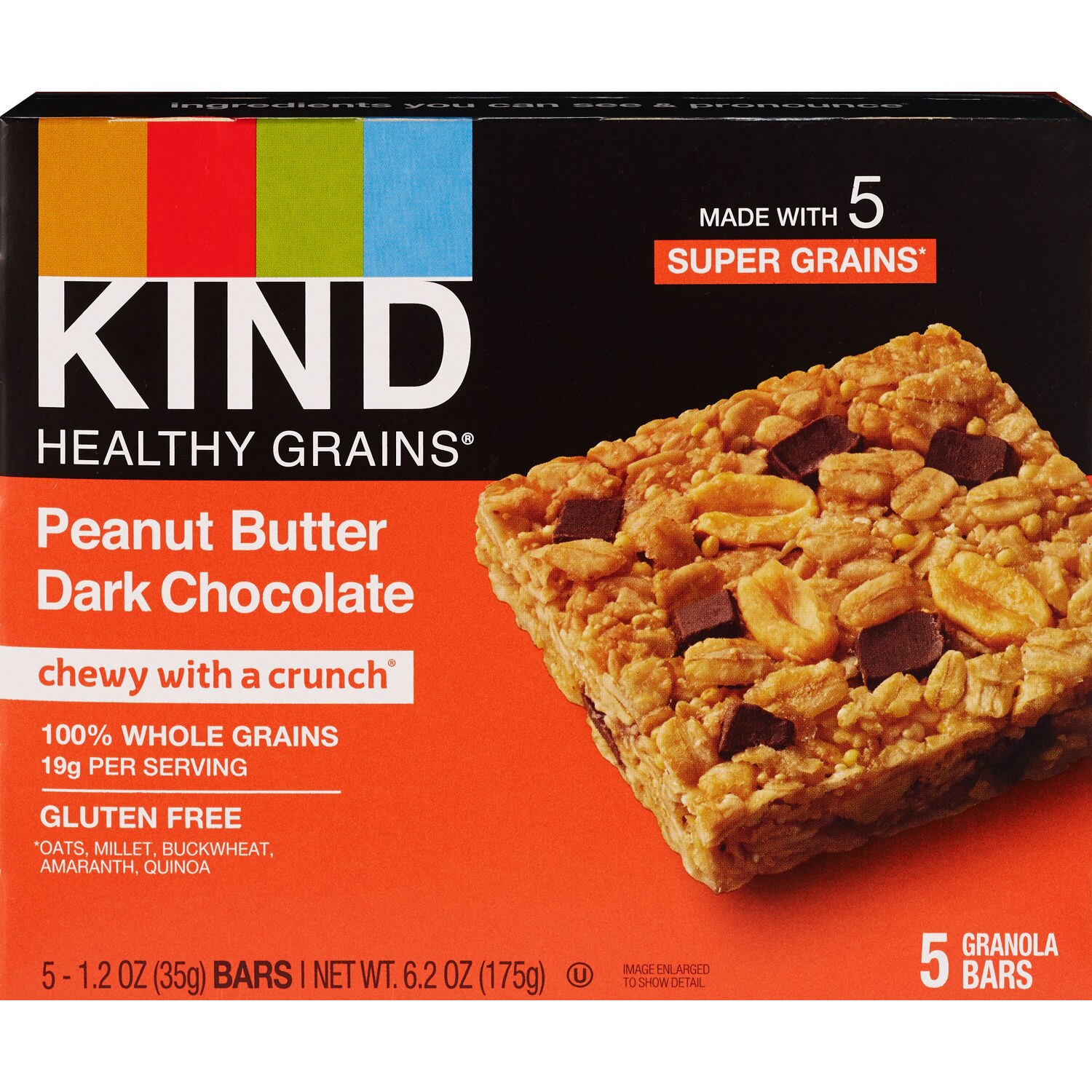 KIND Snacks Granola Bar, Peanut Butter Dark Chocolate, 5ct