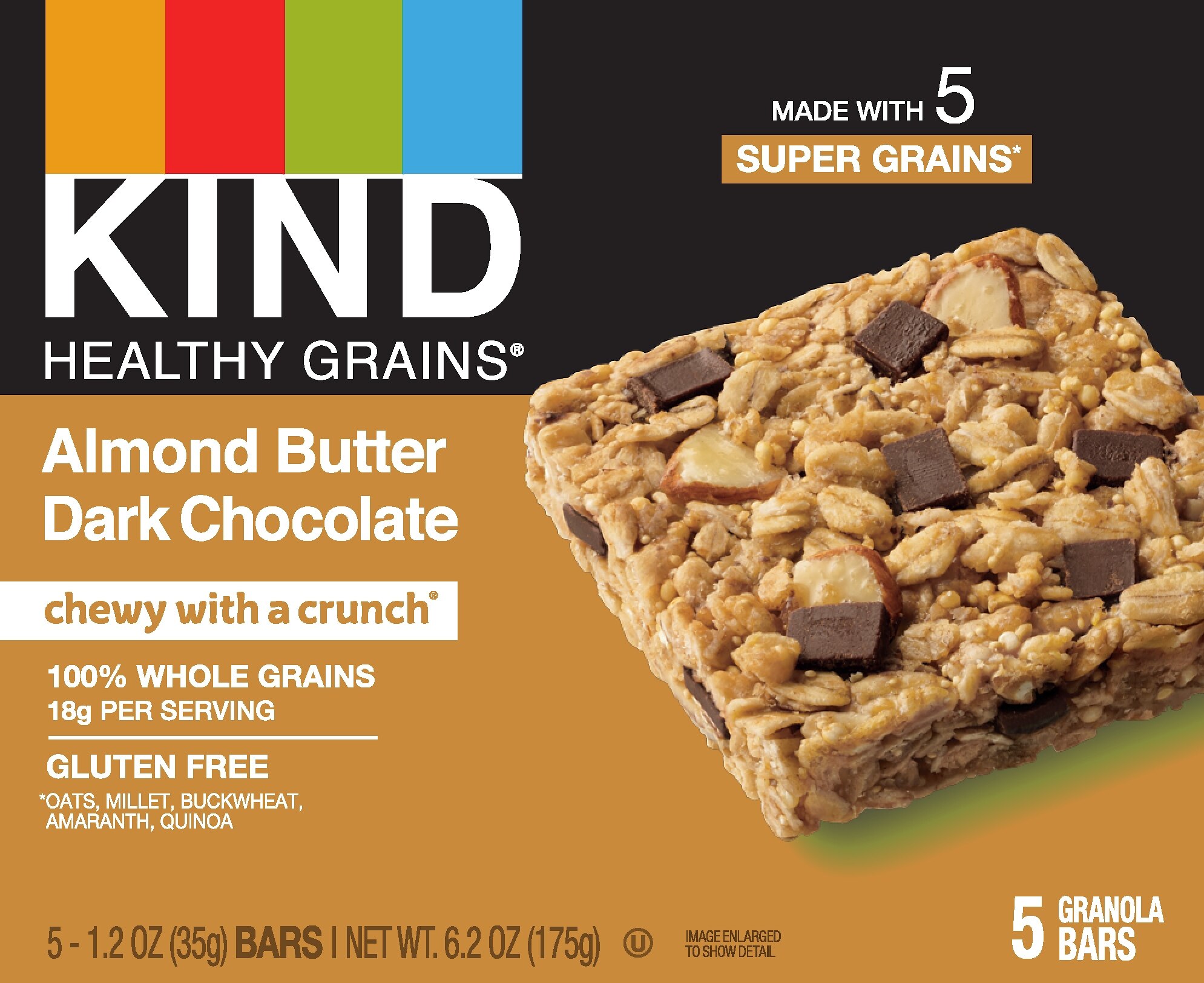 KIND Snacks Granola Bar, Almond Butter Dark Chocolate, 5ct