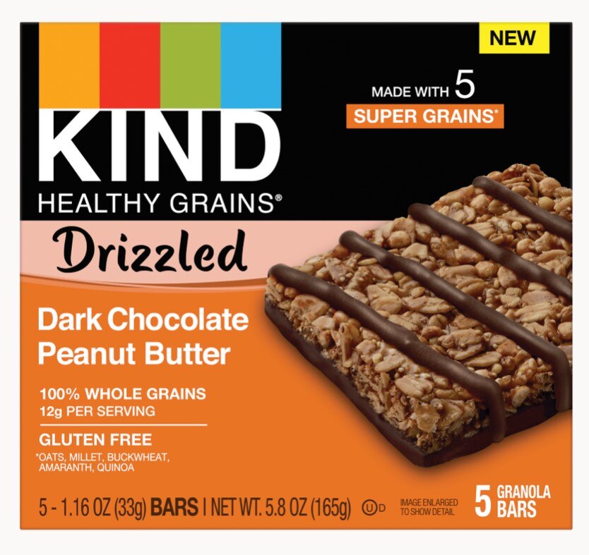 KIND nacks Granola Bar, Drizzled Dark Chocolate Peanut Butter, 5ct, 5.8 oz