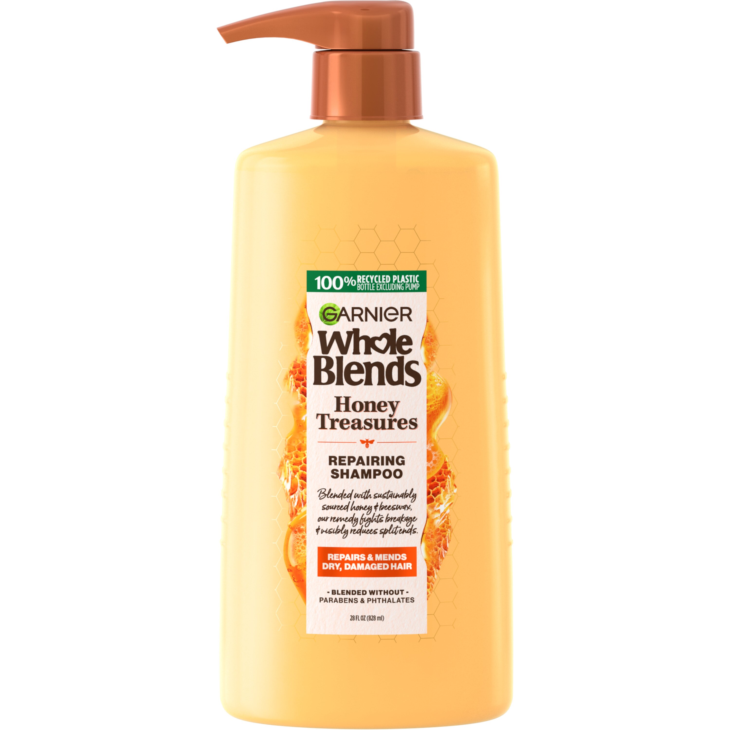 Garnier Whole Blends Repairing Shampoo Honey Treasures, For Damaged Hair, 28 OZ