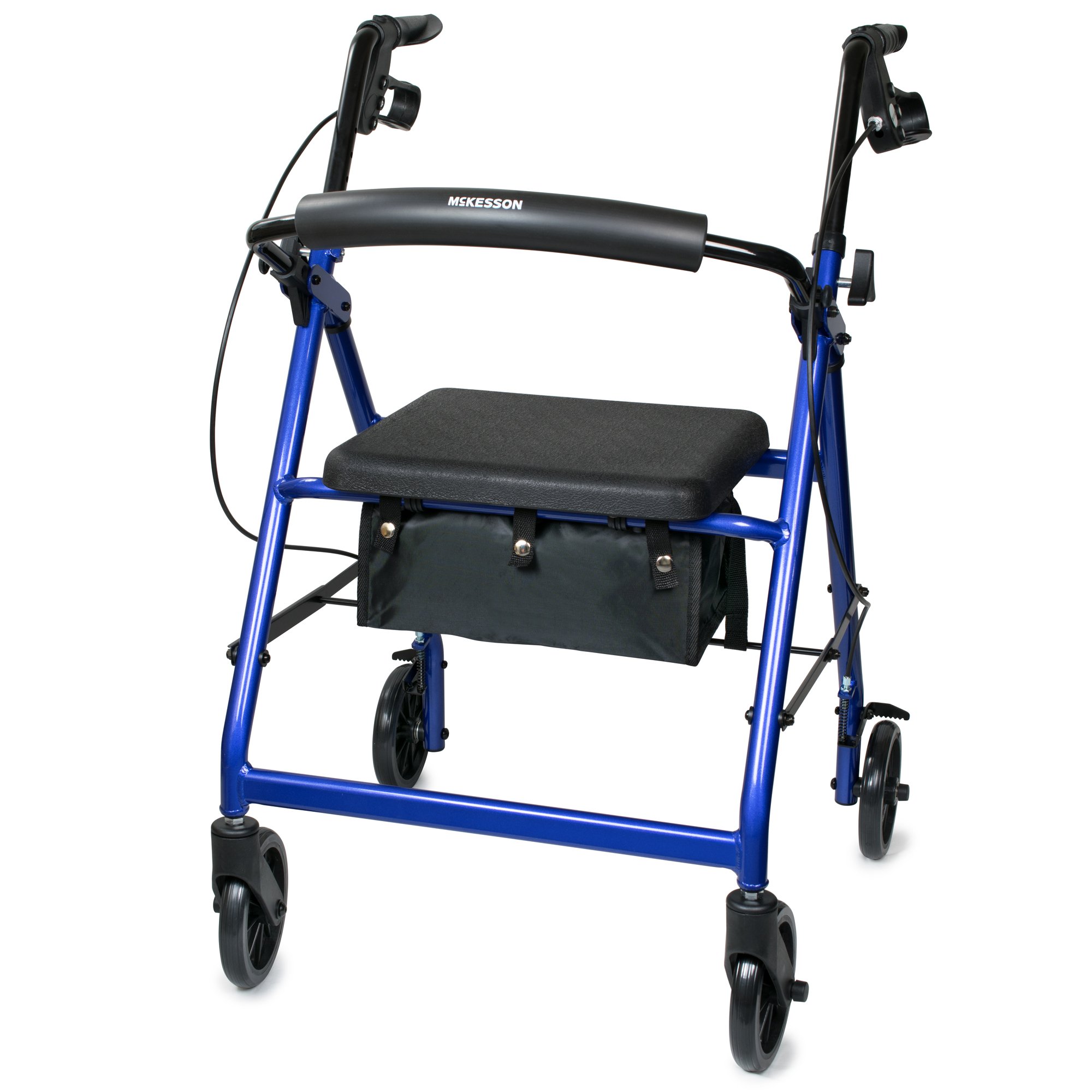 McKesson 4 Wheel Rollator 14 Inch Seat Width 300 lbs. Weight Capacity, Blue