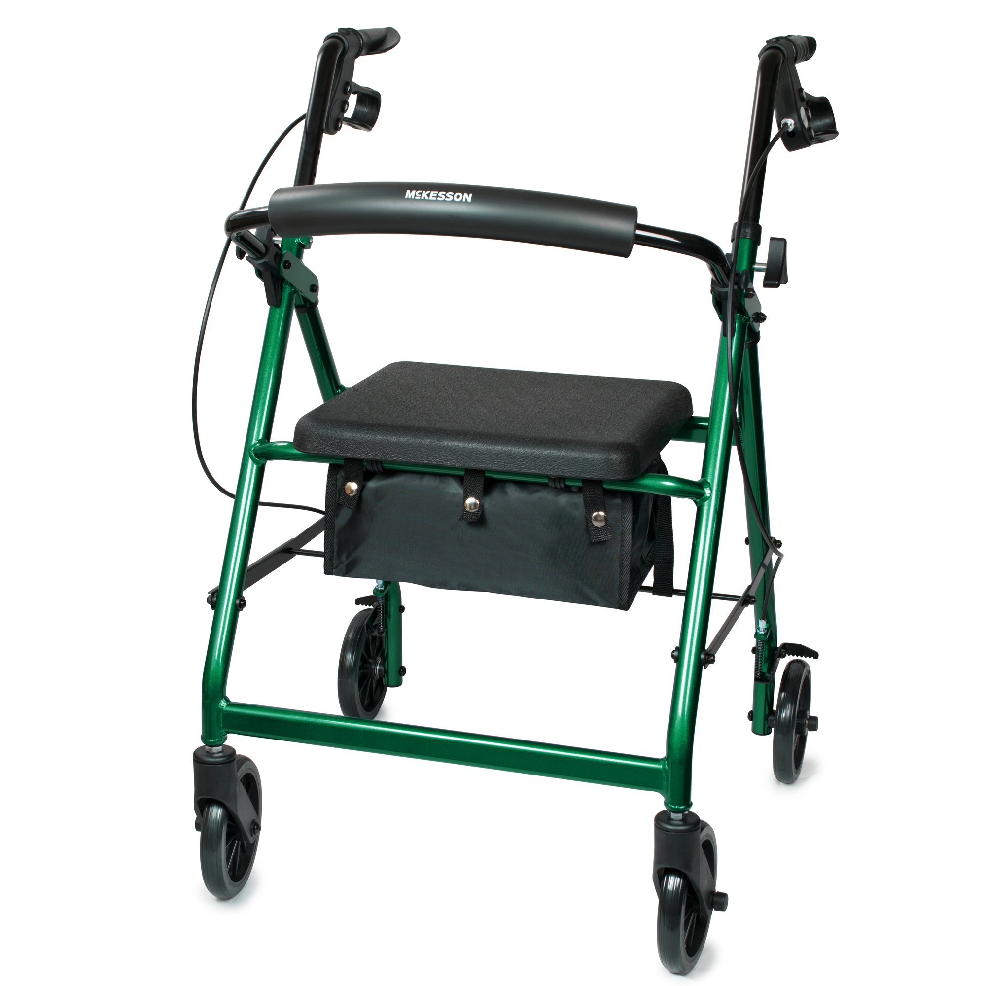 McKesson 4 Wheel Rollator 14 Inch Seat Width 300 lbs. Weight Capacity, Green