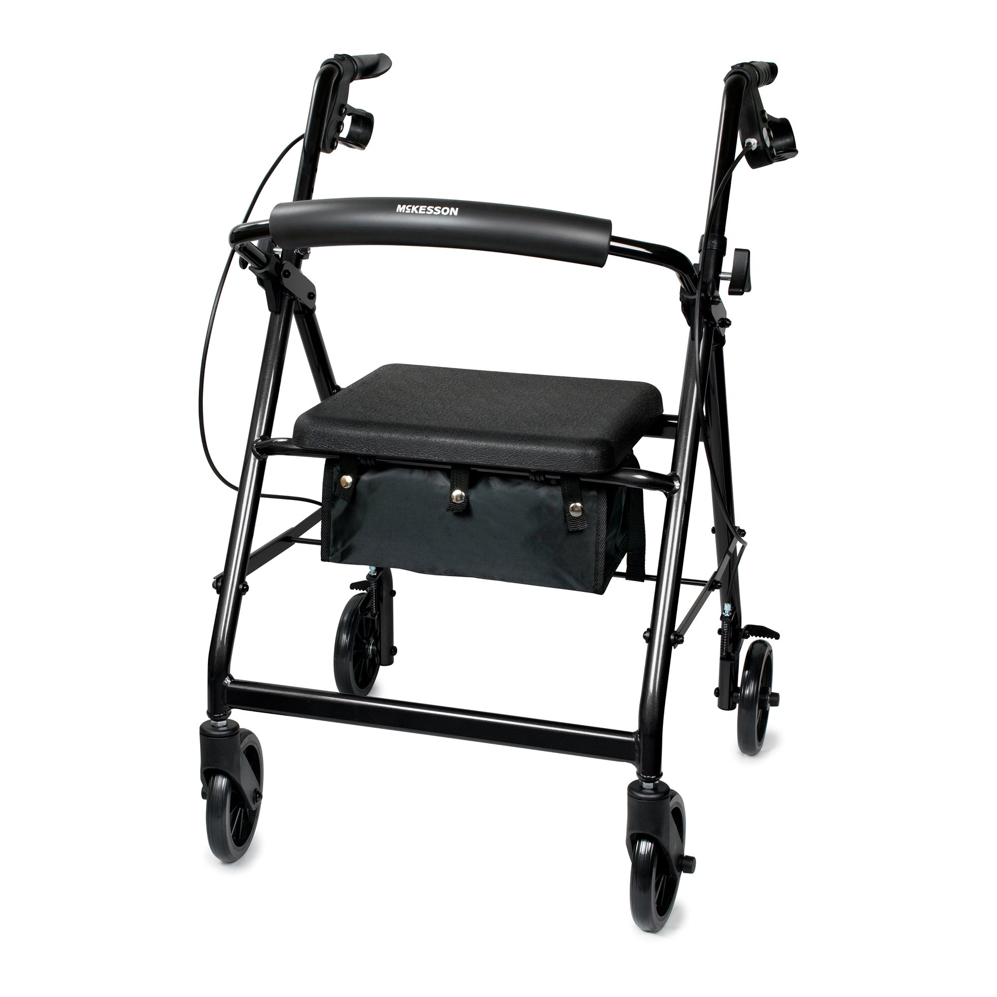 McKesson 4 Wheel Rollator 14 Inch Seat Width 300 lbs. Weight Capacity, Black