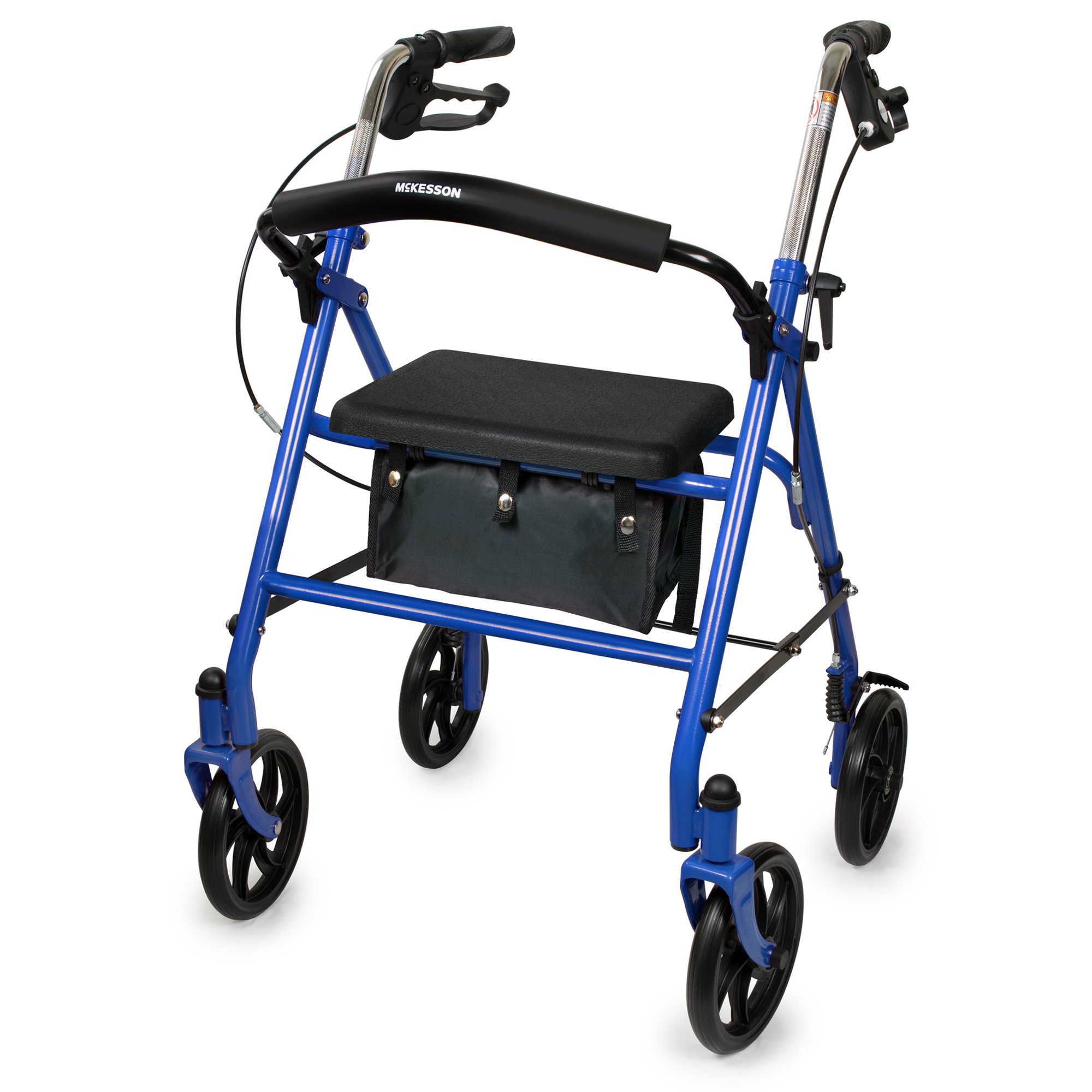 McKesson 4 Wheel Rollator 12 Inch Seat Width 300 lbs. Weight Capacity, Blue