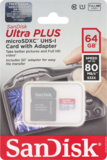 SanDisk Ultra Plus MicroSDXC UHS-1 Card With Adapter, 64GB, thumbnail image 1 of 1