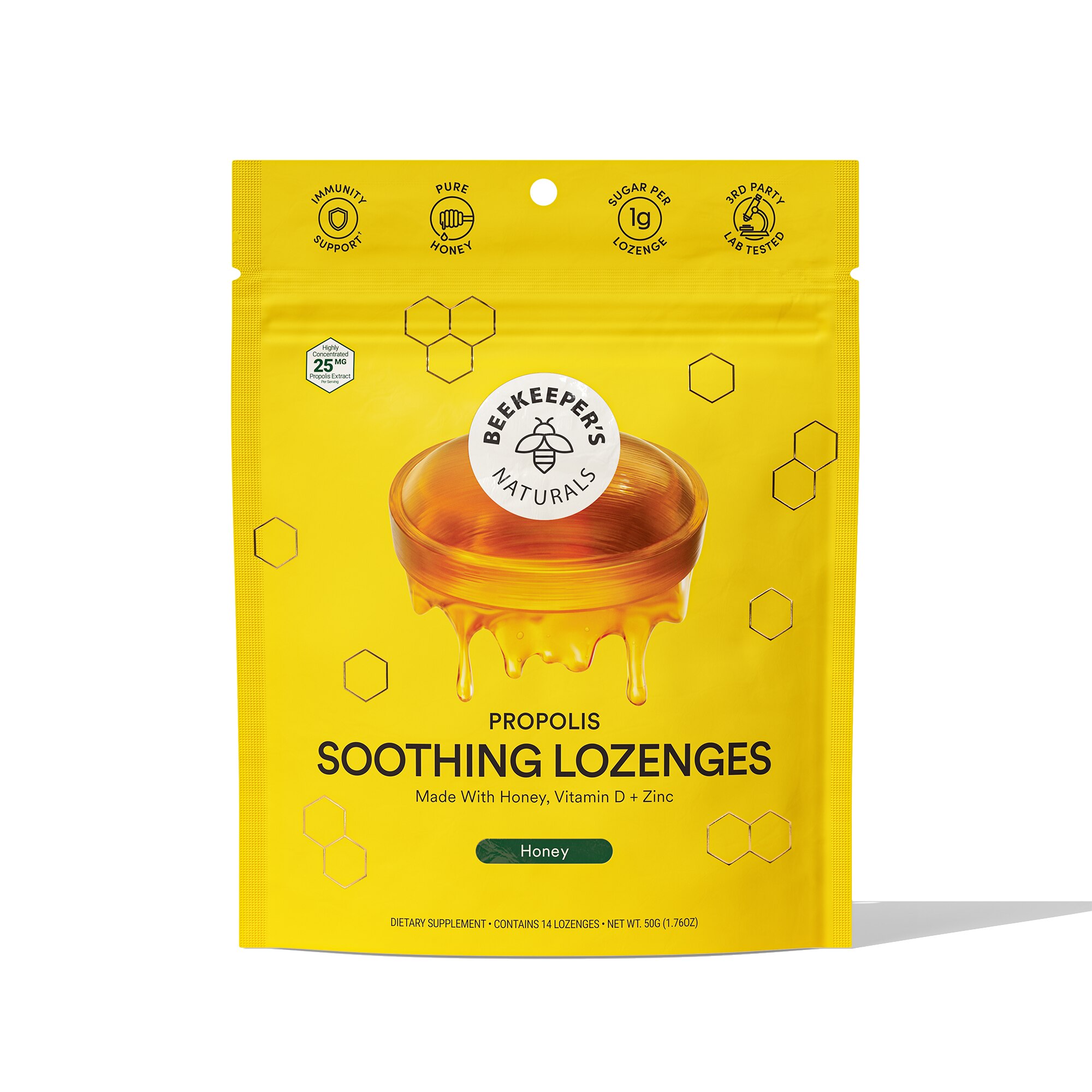 Beekeeper's Naturals Propolis Soothing Lozenges, Honey, 14 CT